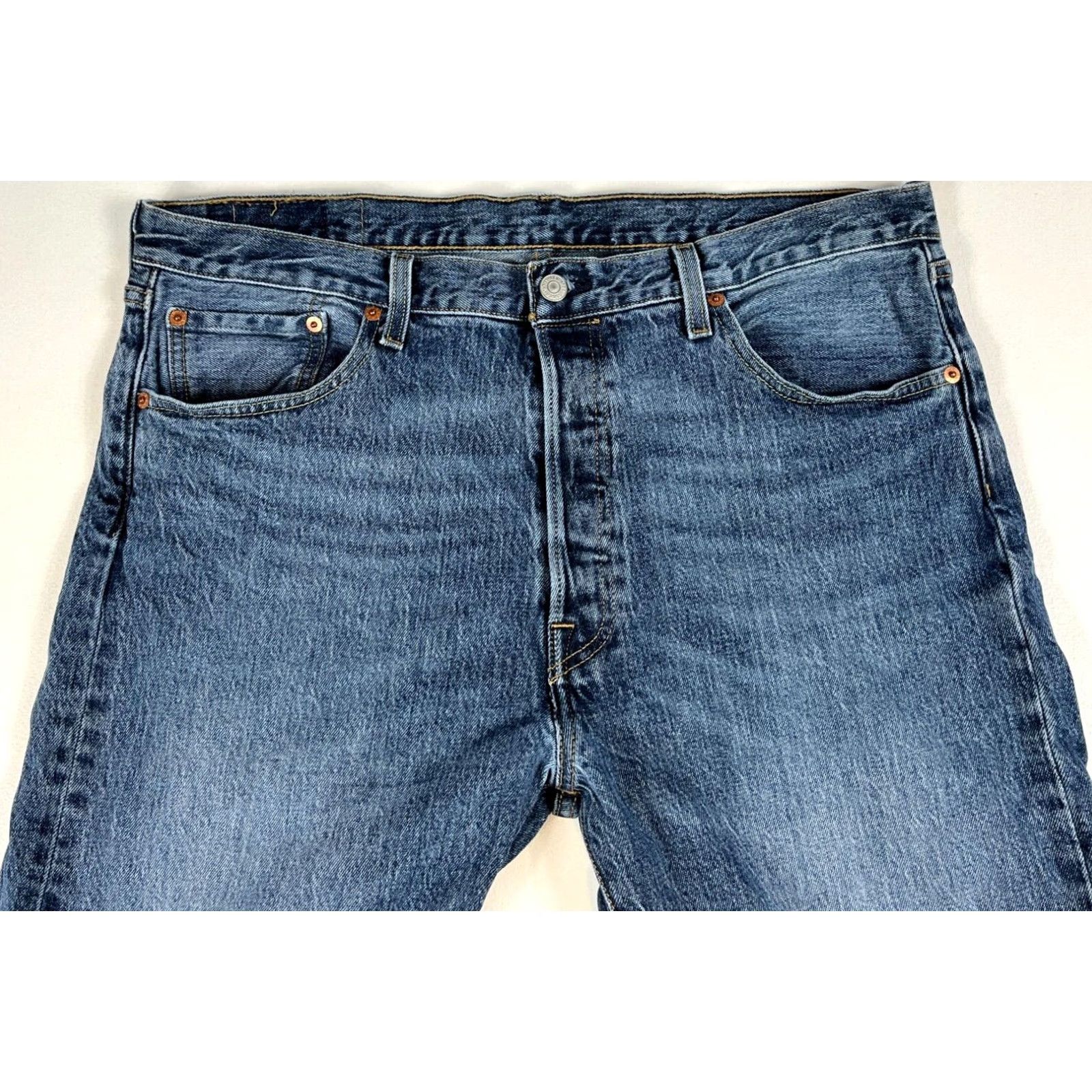 Levi's Levi's 501 Jeans Men Blue Medium Wash 36x30 Regular Denim 5-Pocket Straight Cotton Vintage Style Mens Size US 36 / EU 52 - 3 Thumbnail
