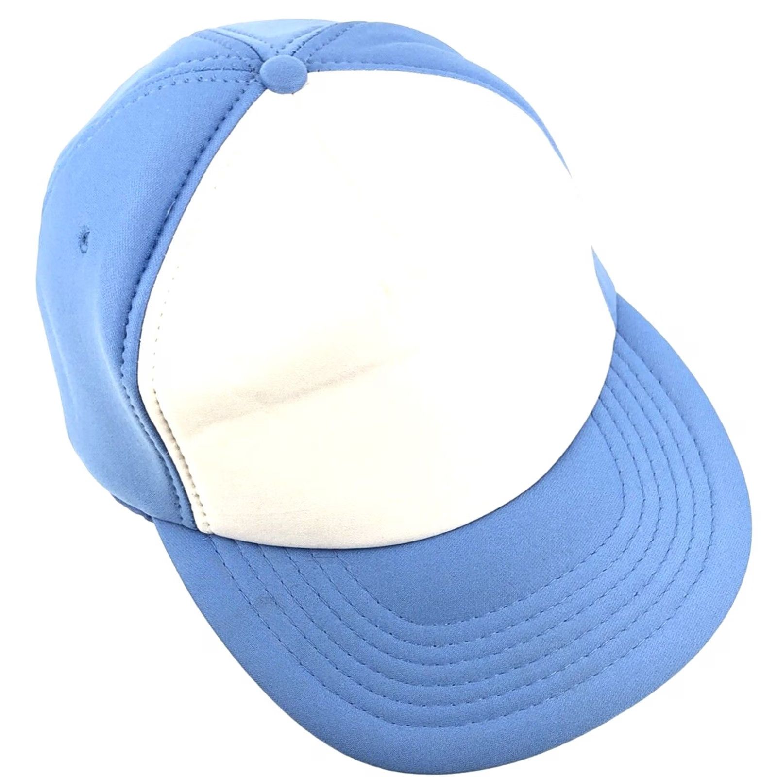Vintage VINTAGE Blank Hat Blue White Trucker Cap Snap Back 80s 90s Plain Foam Adult Mens Size ONE SIZE - 2 Thumbnail
