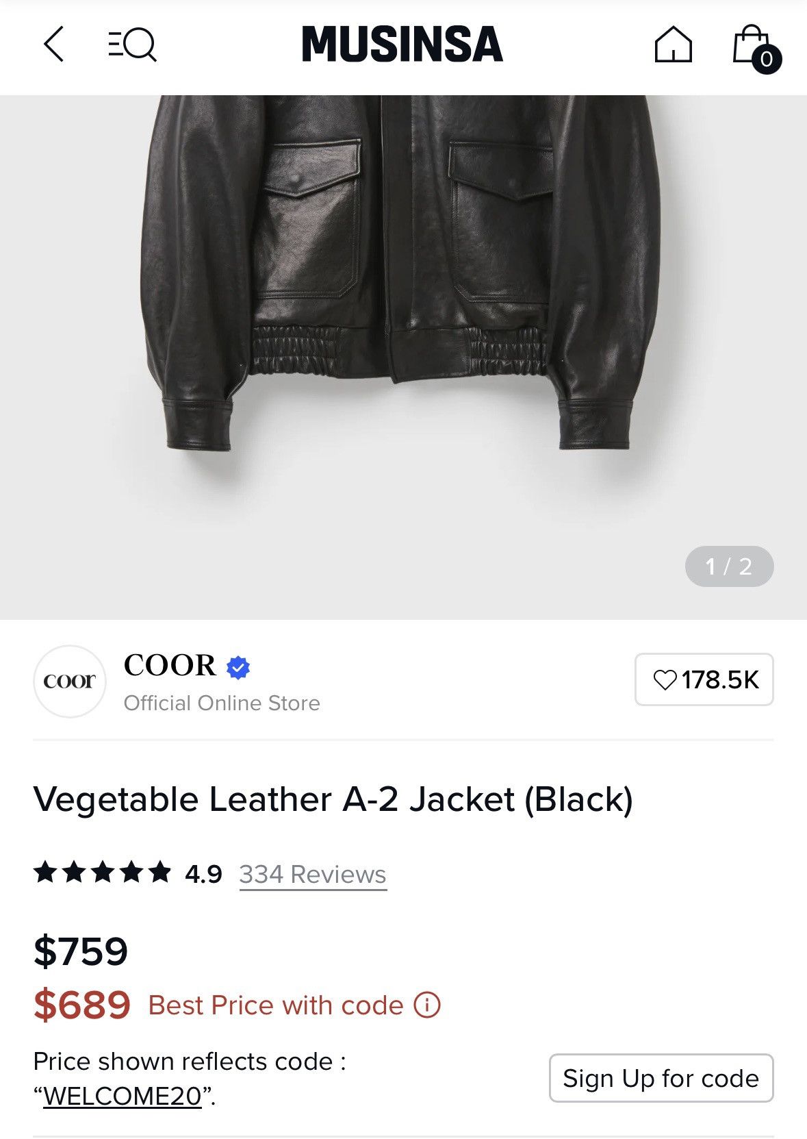 Other COOR Clothing Korea A-2 Vegetable Leather Jacket L Size US L / EU 52-54 / 3 - 5 Thumbnail