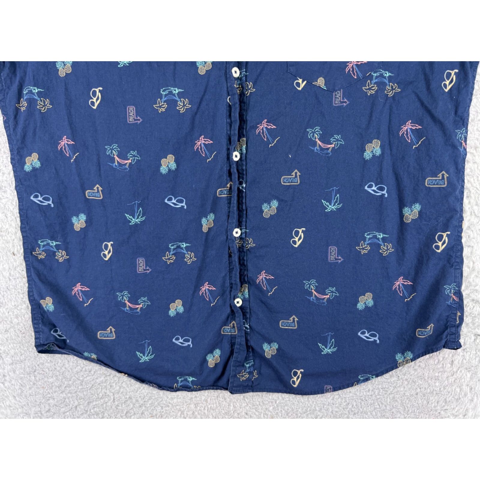Aeropostale Aeropostale Shirt Adult Extra Large Blue Pineapple Palm Tree All Over Print Cott Button-Up Size US XL / EU 56 / 4 - 2 Thumbnail