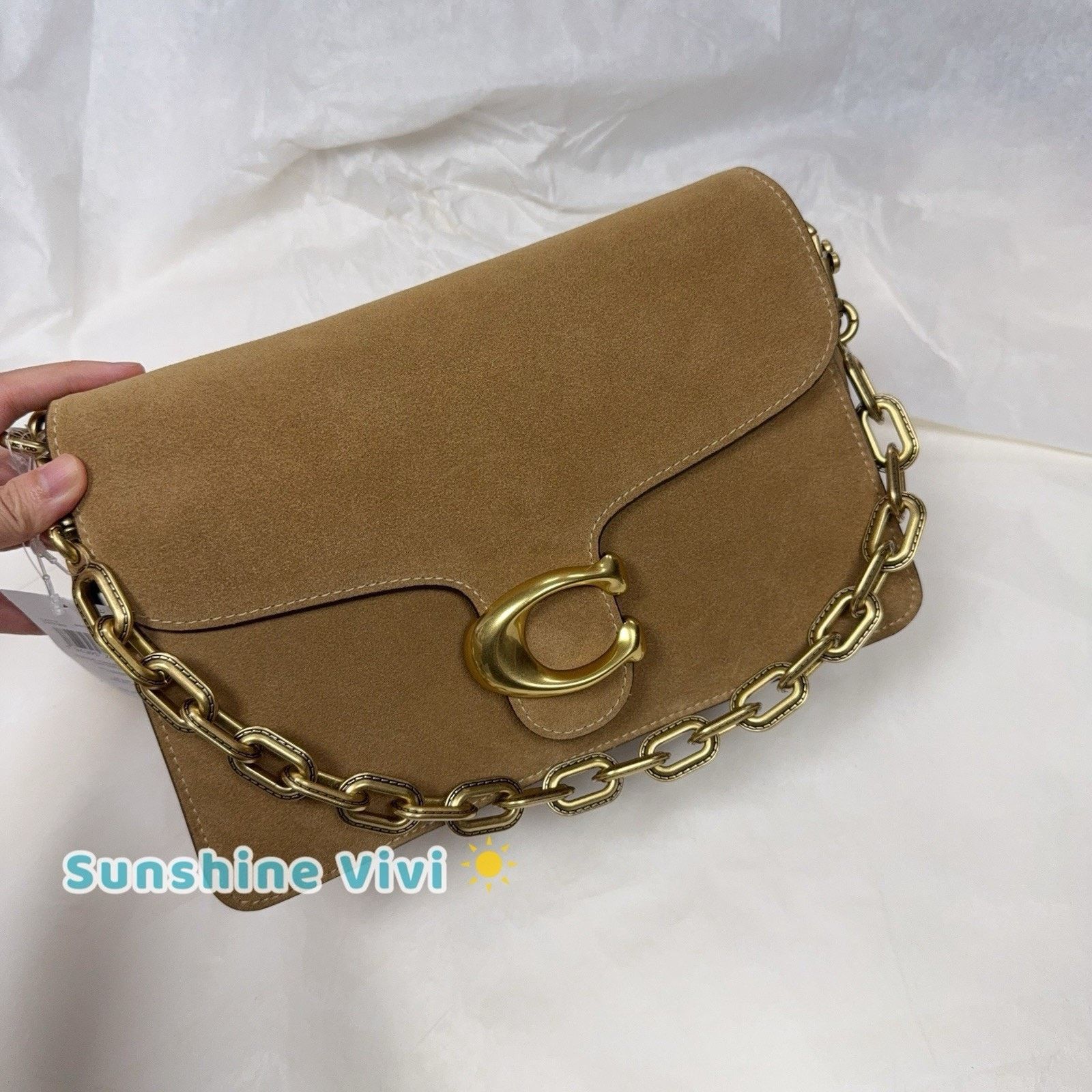 Coach NWT Coach Chain Tabby Shoulder/Hand Suede Chain Sand CAN13 Size ONE SIZE - 7 Thumbnail