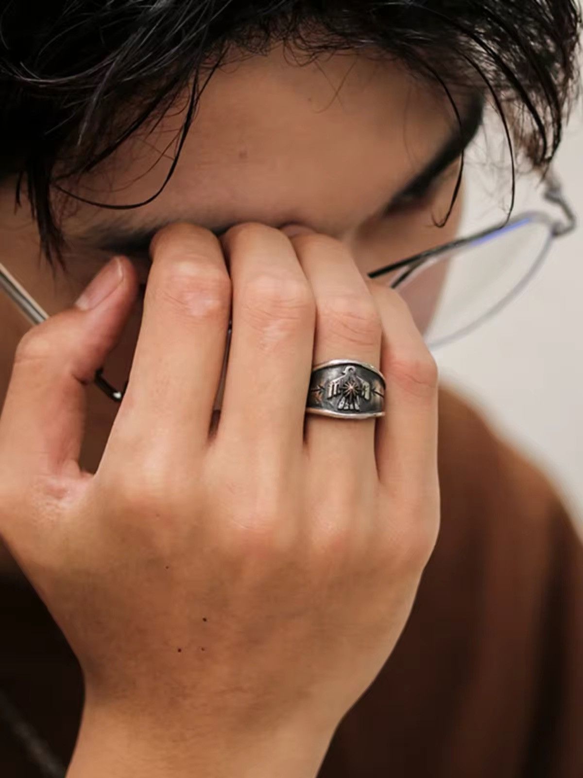 Jewelry Silver Color Thunderbird Adjustable Ring Size ONE SIZE - 3 Thumbnail