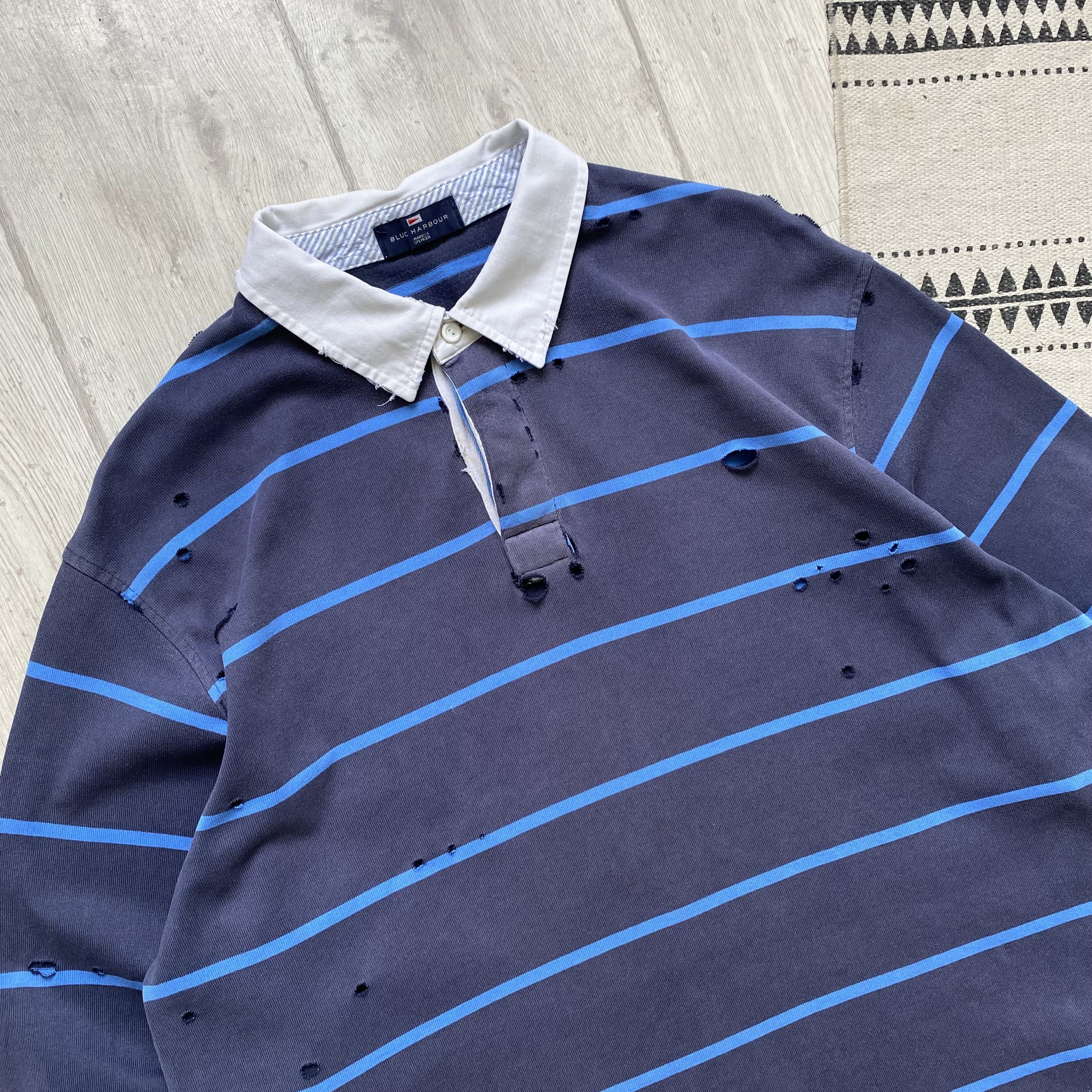 Polo Ralph Lauren ☠️ Vintage Thrashed Ralph Lauren style stripped rugby shirt Size US XL / EU 56 / 4 - 2 Thumbnail