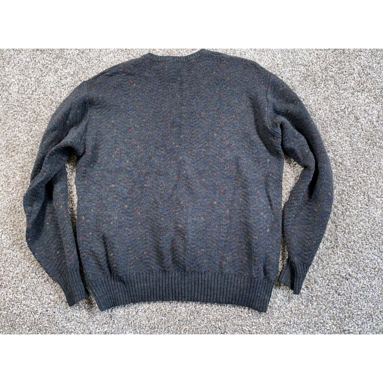 Neiman Marcus VINTAGE Neiman Marcus Donegal Wool Sweater Adult Large Gray Chunky-Knit V-Neck Long Sleeve Geometric 80s Retro Mens Size US L / EU 52-54 / 3 - 3 Thumbnail