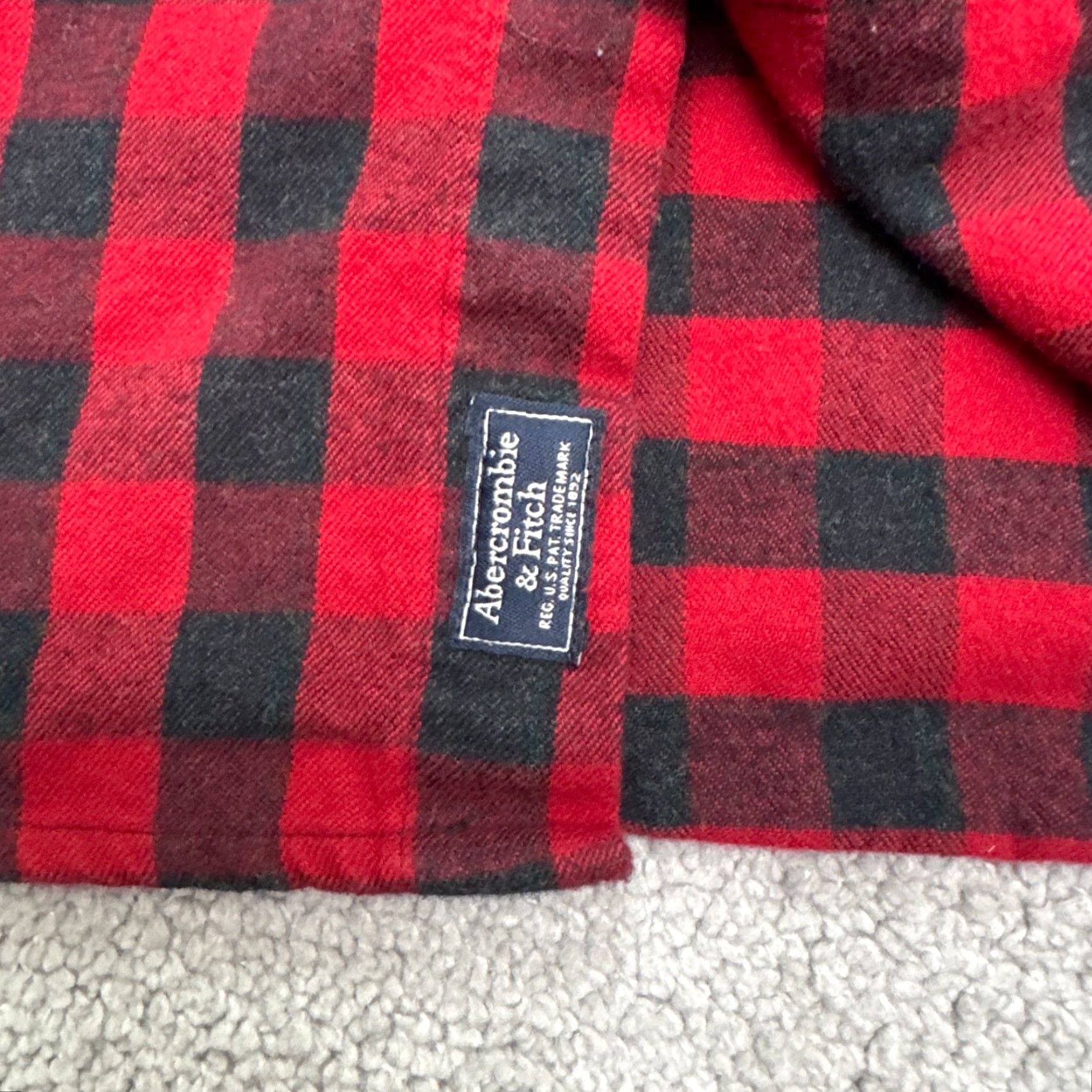 Abercrombie & Fitch Abercrombie & Fitch Buffalo Flannel Shirt Men Red Black Plaid Cotton Long Sleeve L Size Button-Up Shirt Size US L / EU 52-54 / 3 - 6 Thumbnail