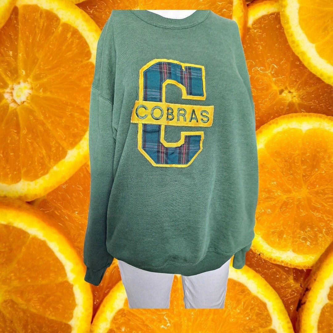 Jerzees Jerzees Vintage Cobras Sweatshirt Plaid Letter Crew Neck Pul Size US L / EU 52-54 / 3 - 1 Thumbnail