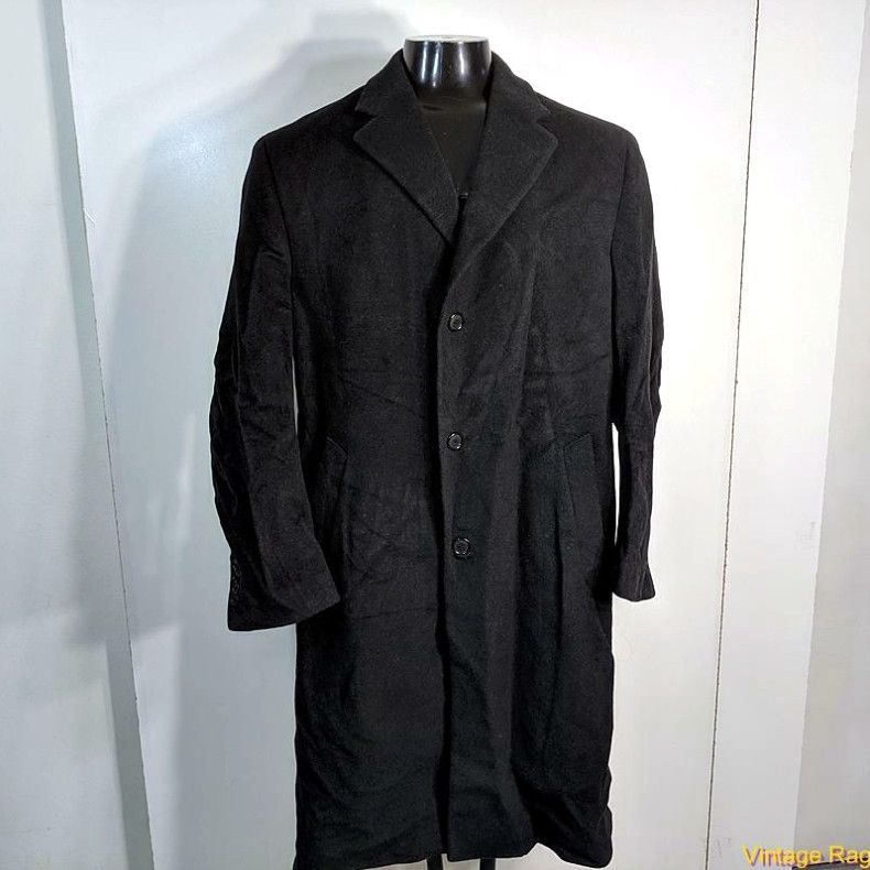 image of Jos A Bank Jos. A. Bank Wool Coat Overcoat Mens Size M 40 Black in White