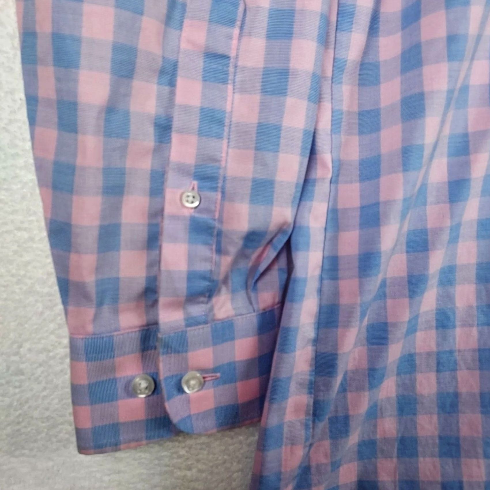 Stafford Stafford Dress Shirt Pink Blue Gingham 16 Regular Mens Long Sleeve Button-Down Collared Travel Business Knit? Size 42R - 4 Thumbnail