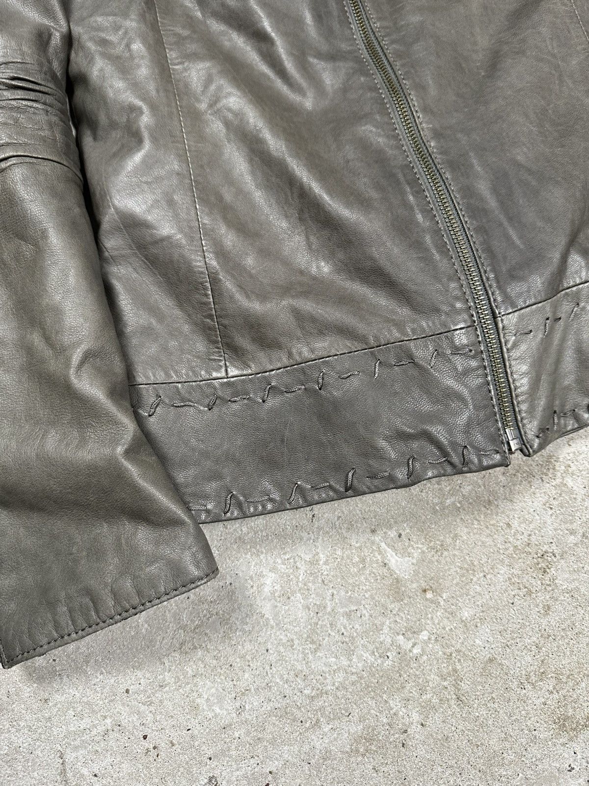 Japanese Brand Vintage Y2K Gray Genuine Leather Biker Moto Style Jacket Size XS / US 0-2 / IT 36-38 - 3 Thumbnail