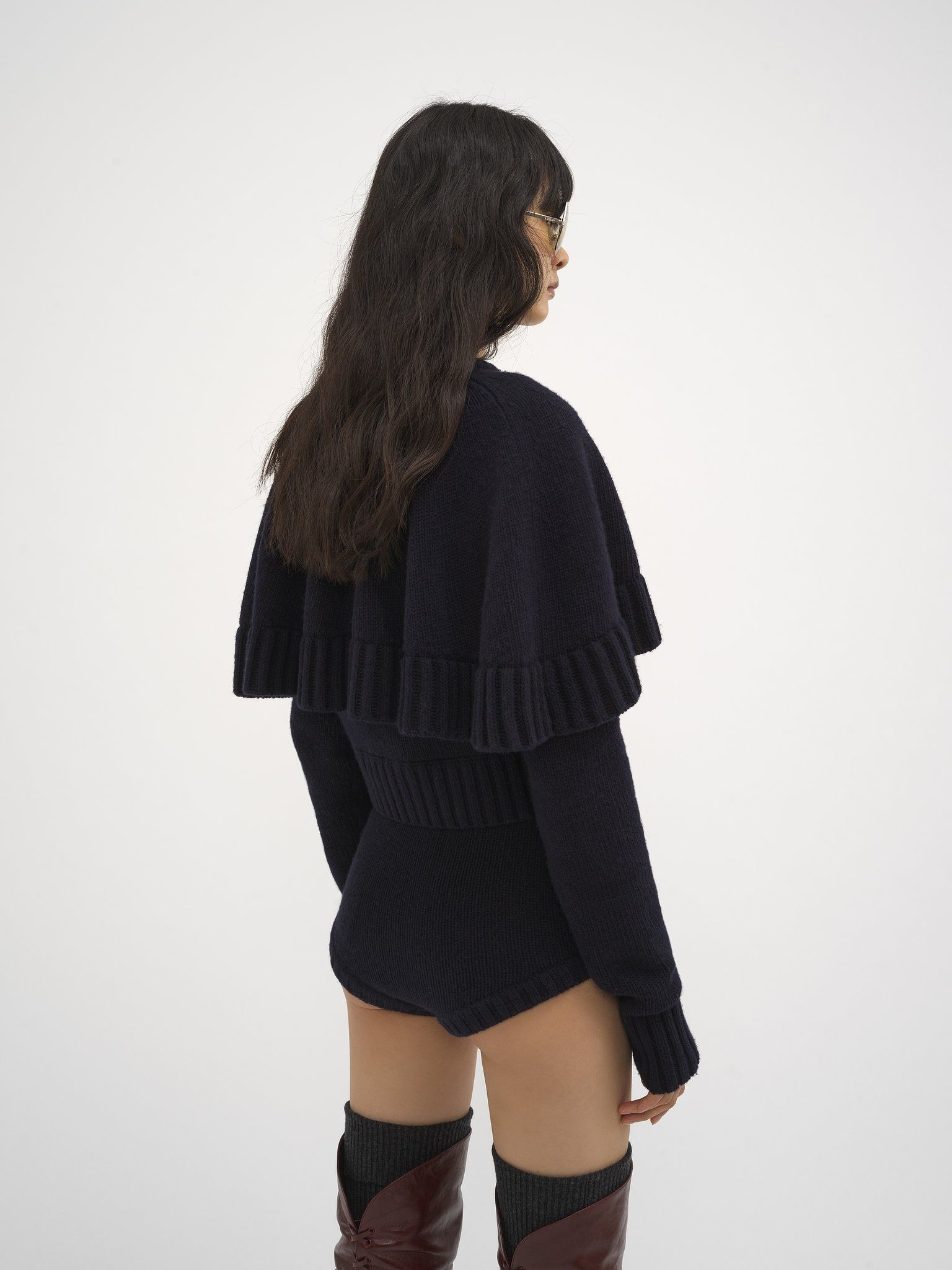 Chloe o1loc1c11025 Cape Cardigan in Navy Size XS / US 0-2 / IT 36-38 - 4 Thumbnail