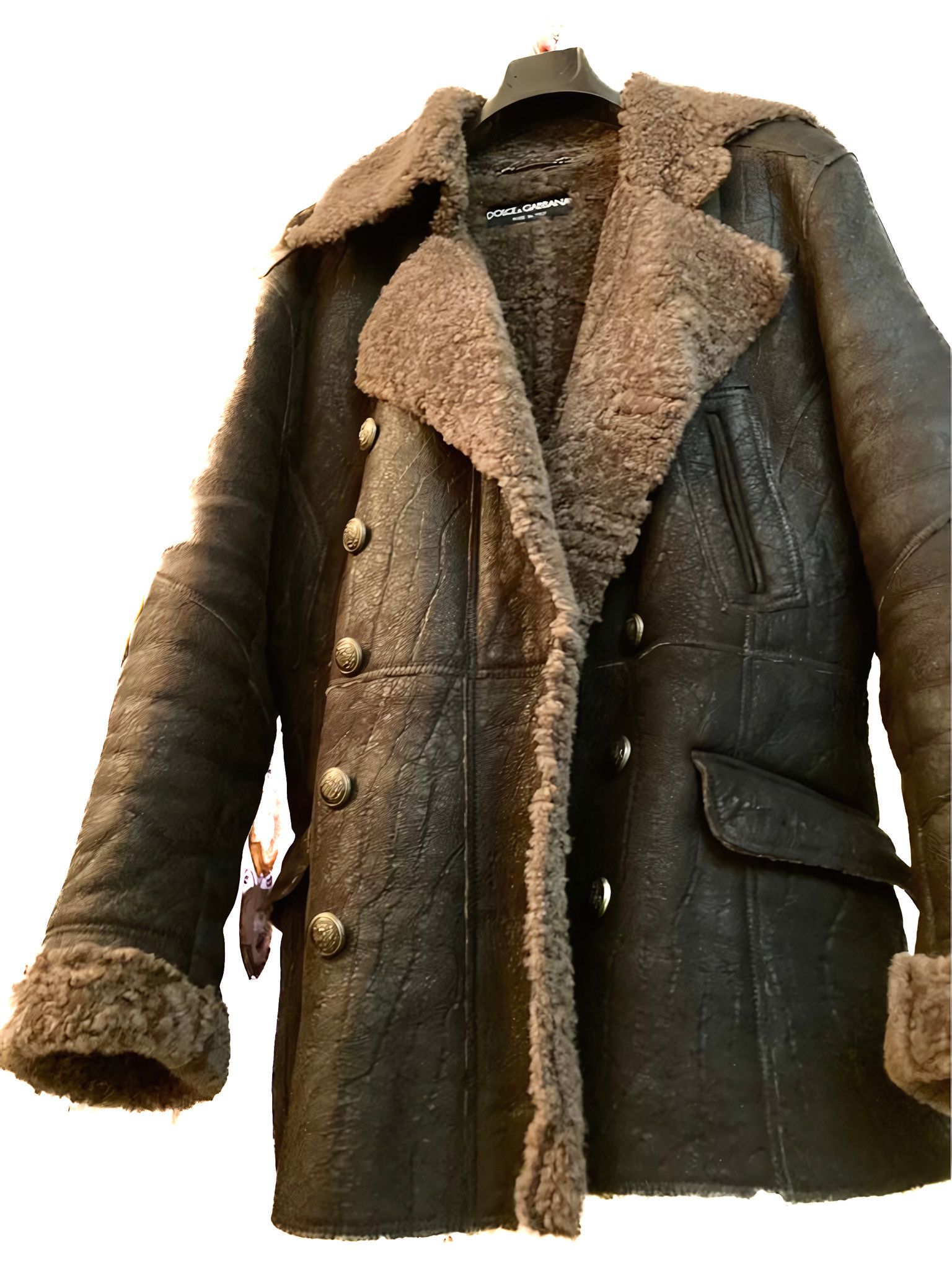 Dolce & Gabbana A/W 2002 SHEARLING LEATHER ARMY COMBAT COAT Size US M / EU 48-50 / 2 - 3 Thumbnail
