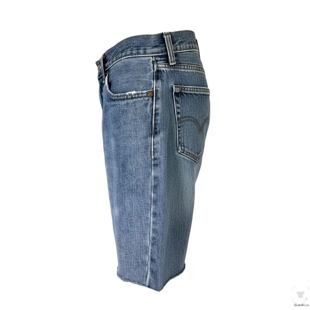 Levi's Levi's 505 Denim Shorts Bermuda Blue 29 Mens Regular Inseam 8 Distressed Pockets Zip Fly Cutoff Raw Hem"} Size US 29 - 3 Thumbnail