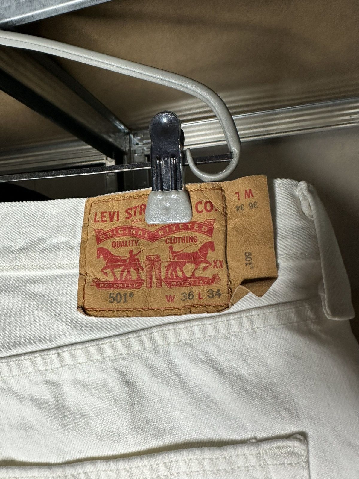 Levi's Levi’s 501 White Jeans W36 L34 Straight Denim Pants Size US 36 / EU 52 - 3 Thumbnail