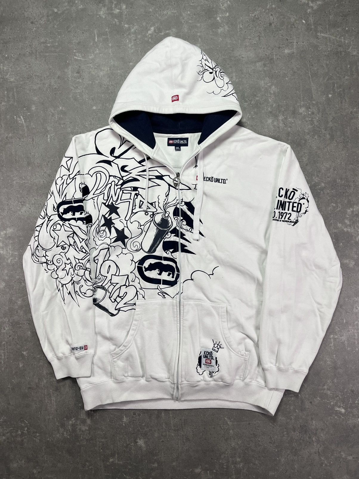 Ecko Unltd. Ecko Unltd. Mega Baggy Printed Zip Hoodie 3XL Rare Size US XXL / EU 58 / 5 - 1 Thumbnail