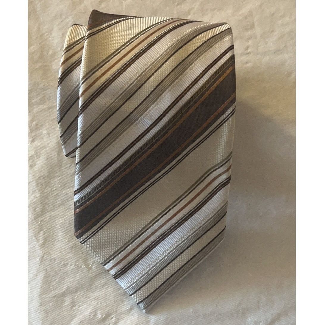 Other Valerio Garati Necktie - 100% Polyester Striped Tie Brown Size ONE SIZE - 2 Thumbnail