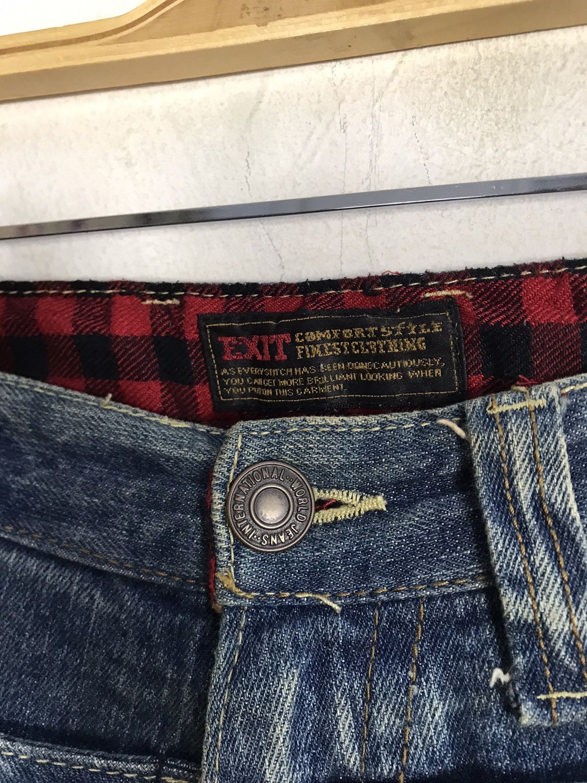 Japanese Brand Exit Zipper Indigo Denim Jeans Pants Double Waist Style Size US 30 / EU 46 - 8 Thumbnail