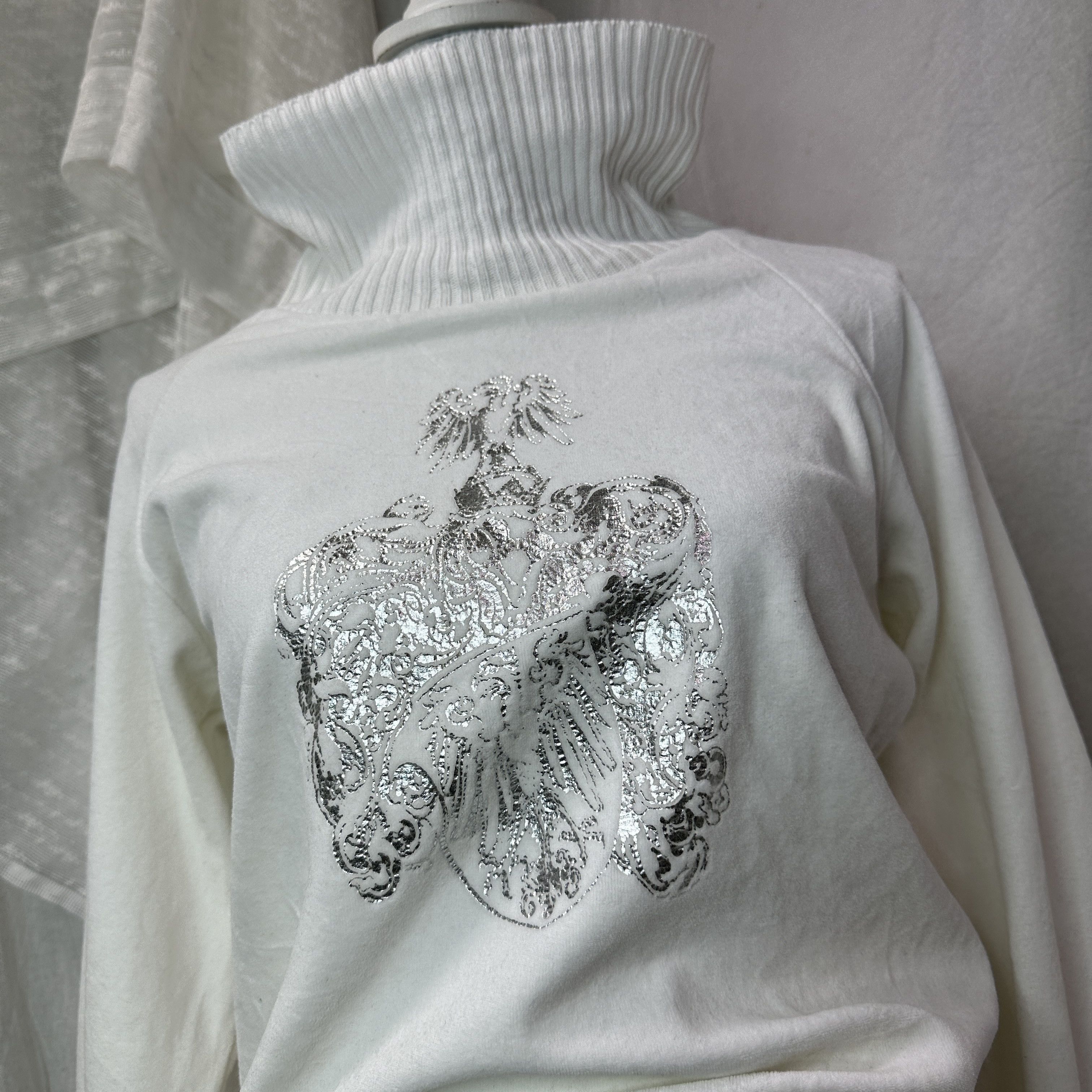 Vintage Vintage Velvet Printed Turtleneck Sweater Y2K Size L / US 10 / IT 46 - 2 Thumbnail