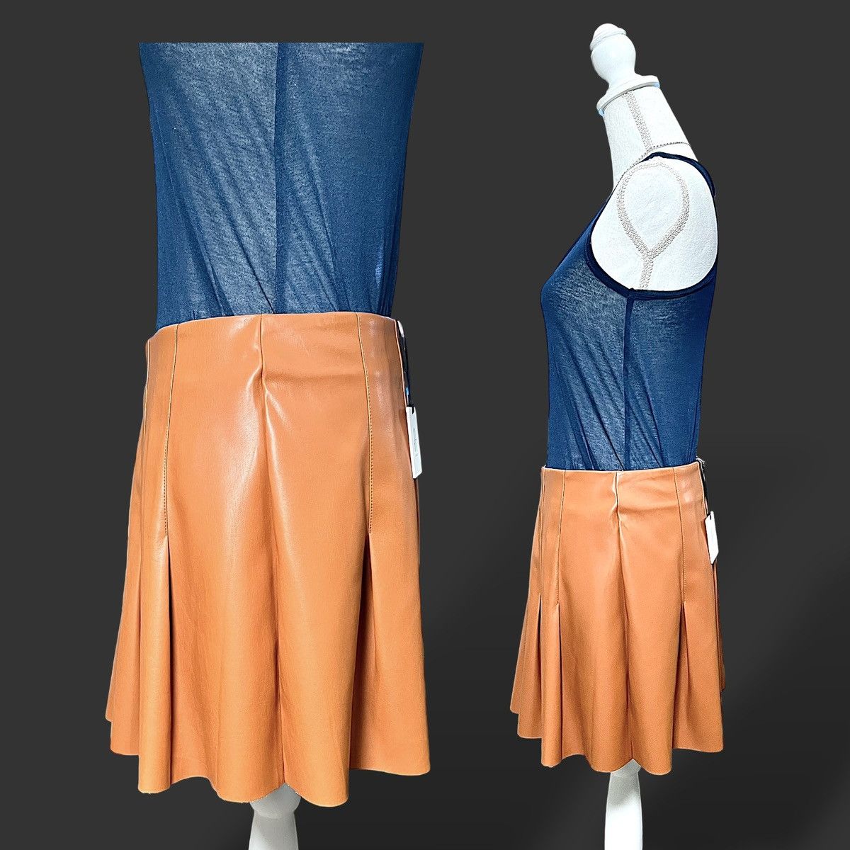 Other dRA Women’s Rust Brown Pleated Mini Faux Leather Skirt Sz M Size 30" / US 8 / IT 44 - 7 Thumbnail