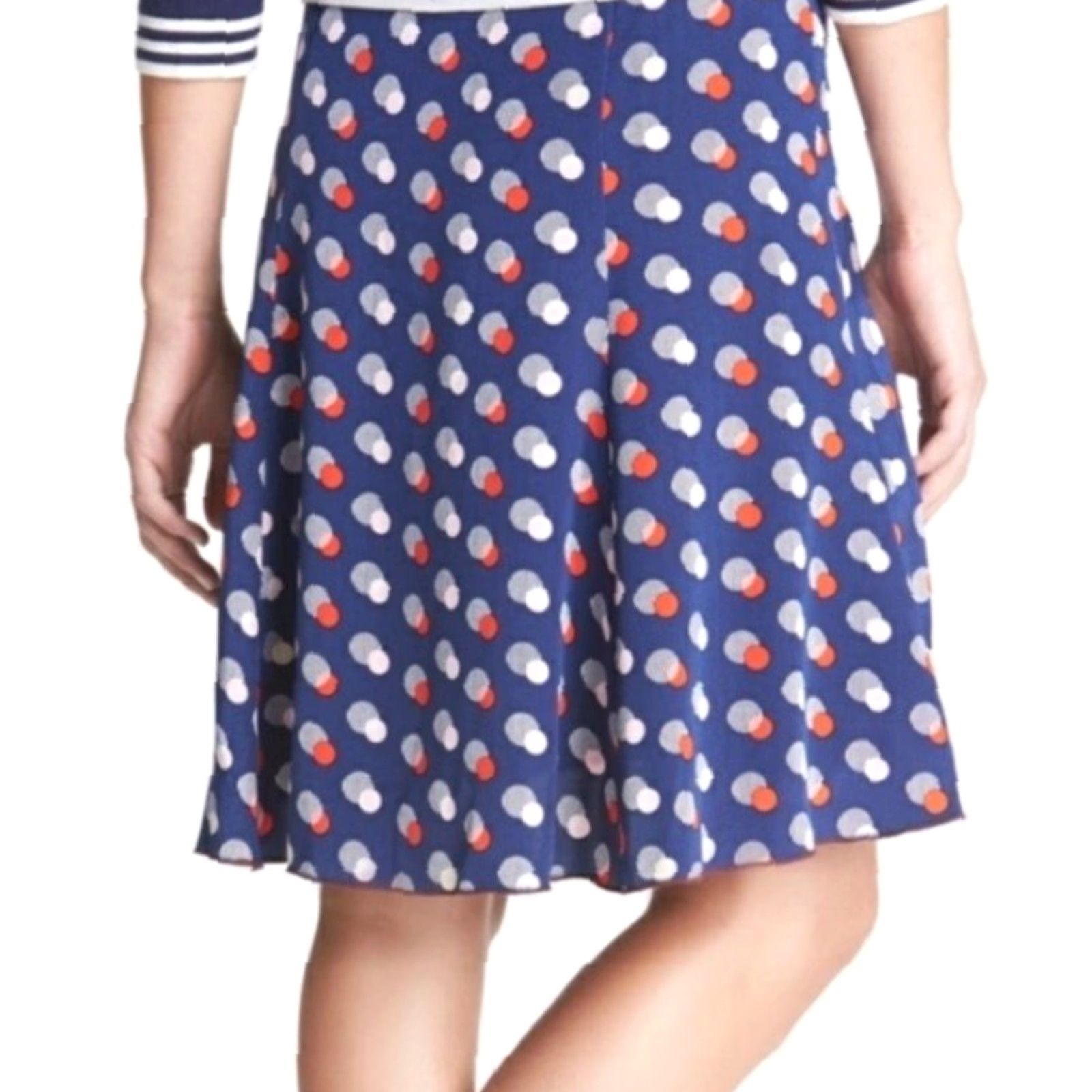 Vintage VINTAGE Kate Spade Women’s Skirt Mini Short Winter Seaside 100% Silk Polka Dot Sz 4 Size 27" / US 4 / IT 40 - 2 Thumbnail