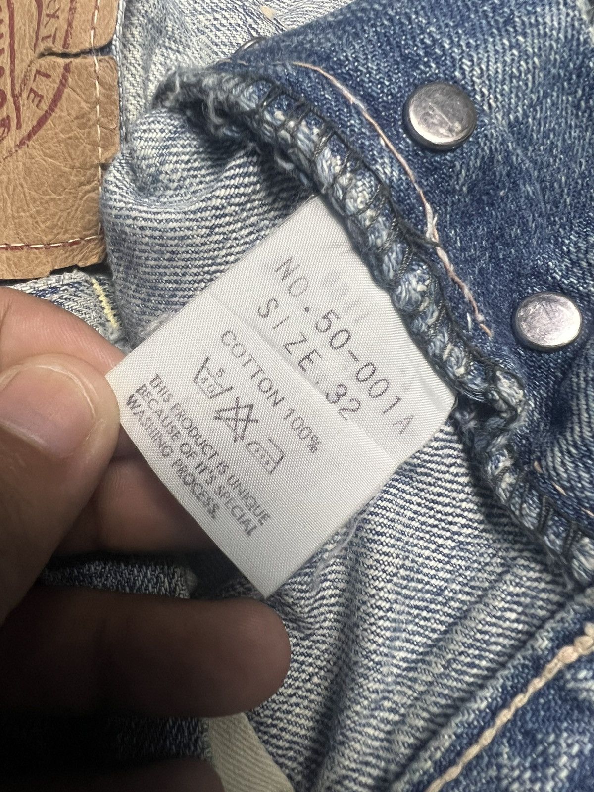 OMNIGOD VTG OMNIGOD Japan Distressed Thrashed Selvage Denim Jean(47) Size US 33 - 9 Thumbnail