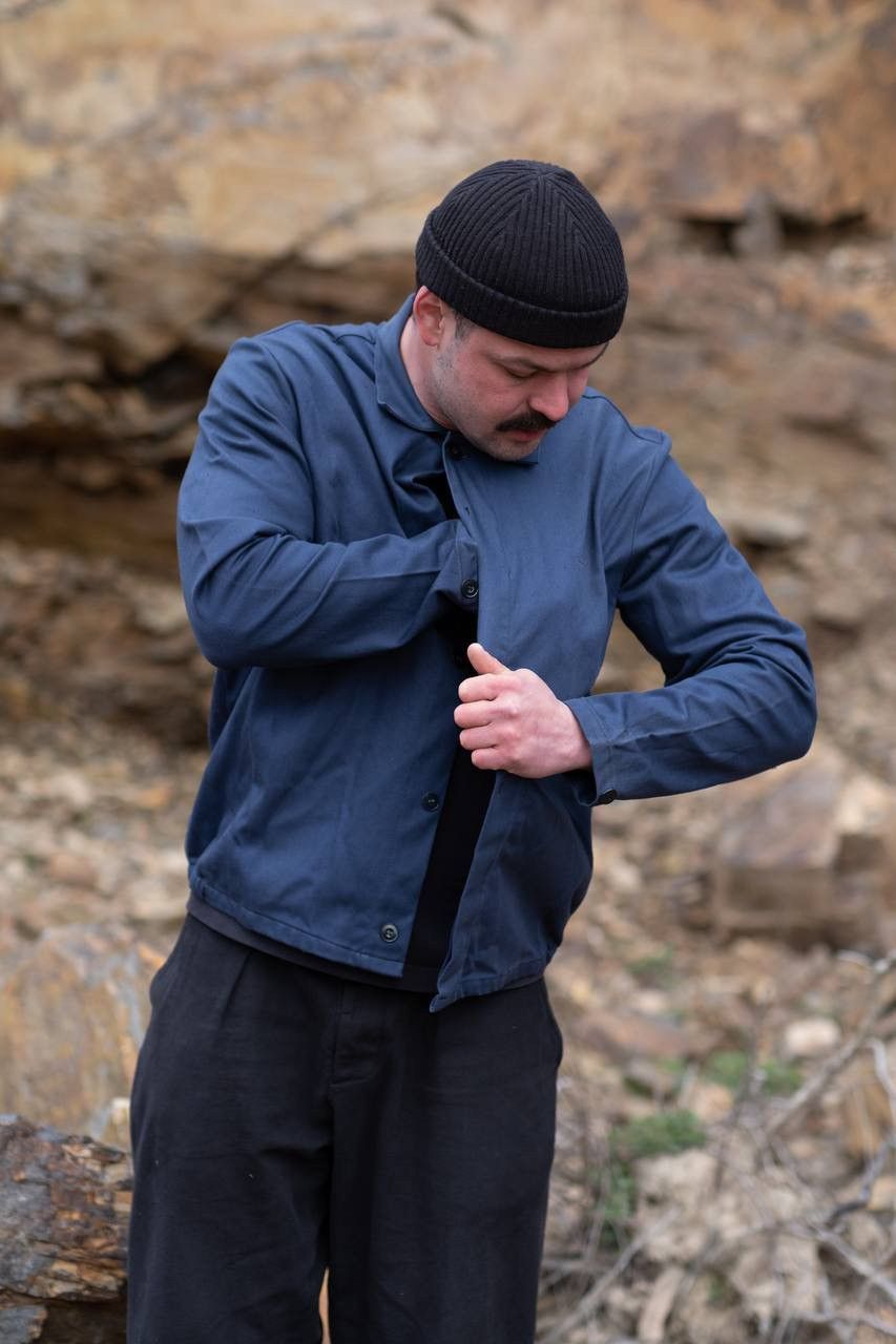 Le Laboureur × Vintage Heavyweight Cotton Workwear Jacket – Deep Navy – Utility Size US L / EU 52-54 / 3 - 3 Thumbnail