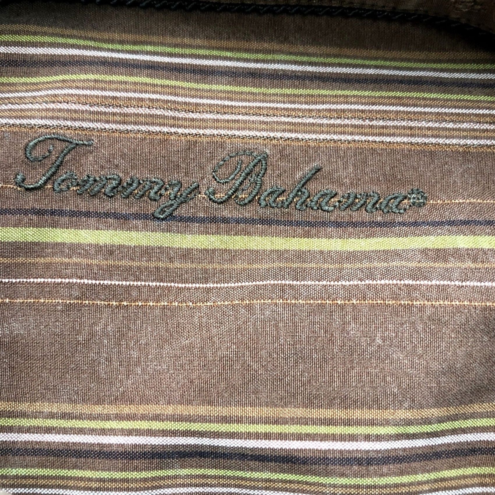 Tommy Bahama Tommy Bahama Button Up Dress Shirt Striped Long Sleeve Mens Large L Brown Size 42R - 8 Thumbnail