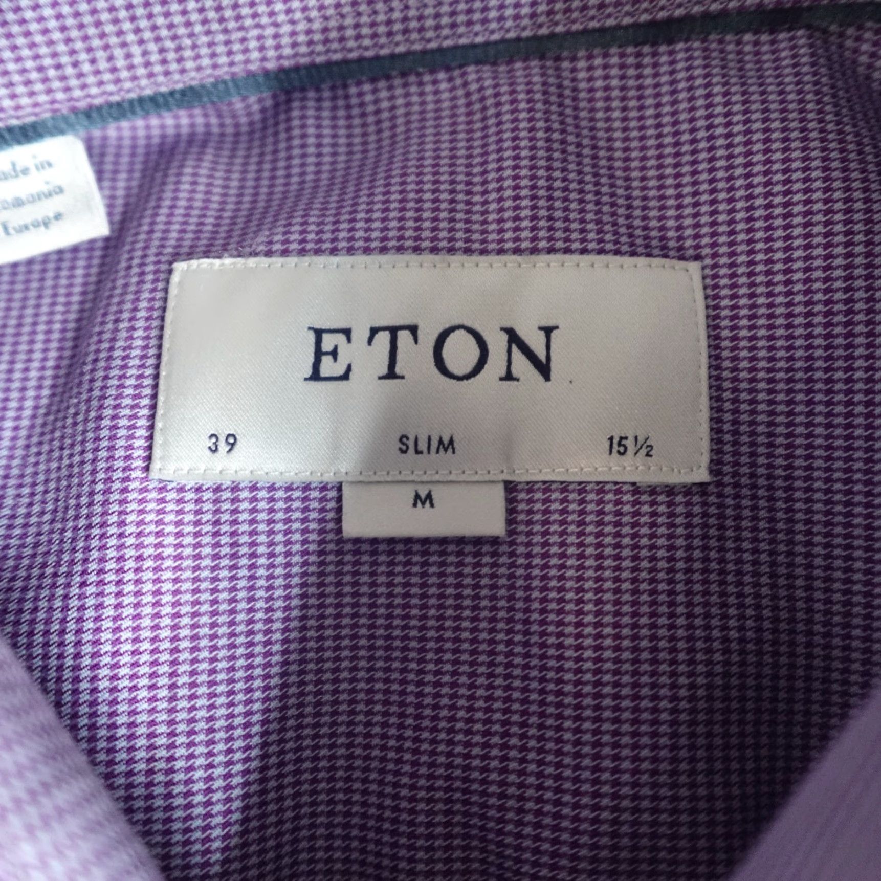 Eton Eton Mens Shirt Medium Slim Purple Geometric 100% Cotton Button-Up Long Sleeve Casual Business Party/Cocktail Size US M / EU 48-50 / 2 - 7 Thumbnail