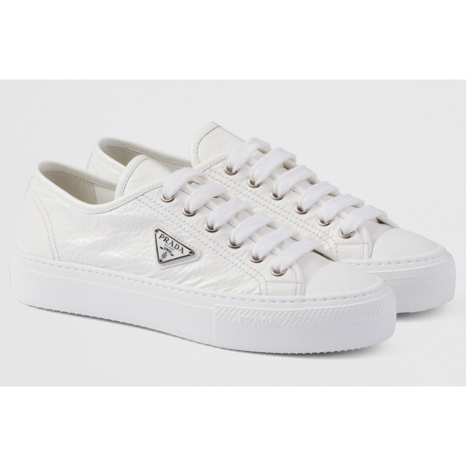 Prada Prada Smash Patent Logo Lace Up Flat Low Top Sneaker 41.5 Size US 11.5 / IT 41.5 - 5 Thumbnail