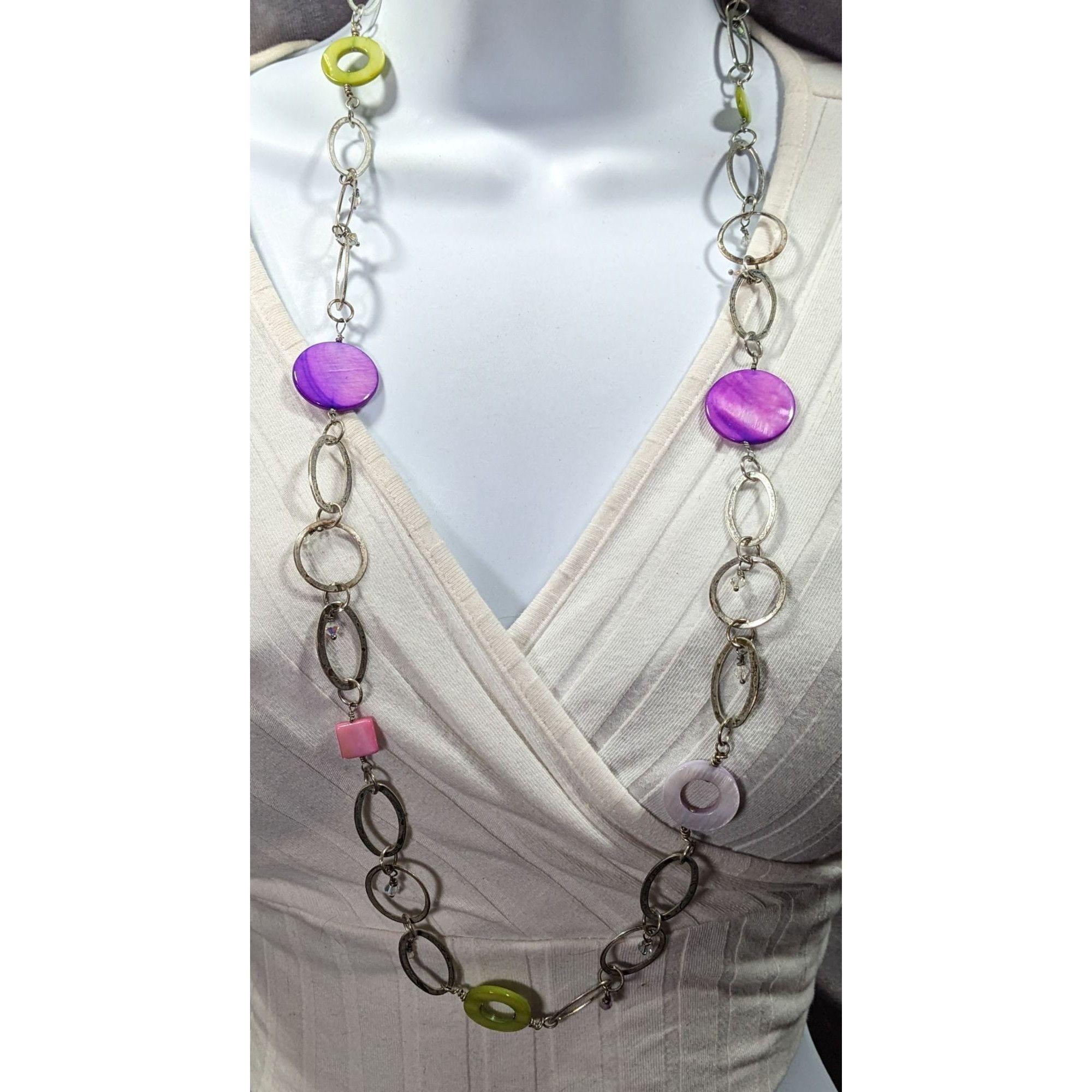 Other Retro Open Link Rainbow Shell Geometric Accent Necklace Size ONE SIZE - 5 Thumbnail