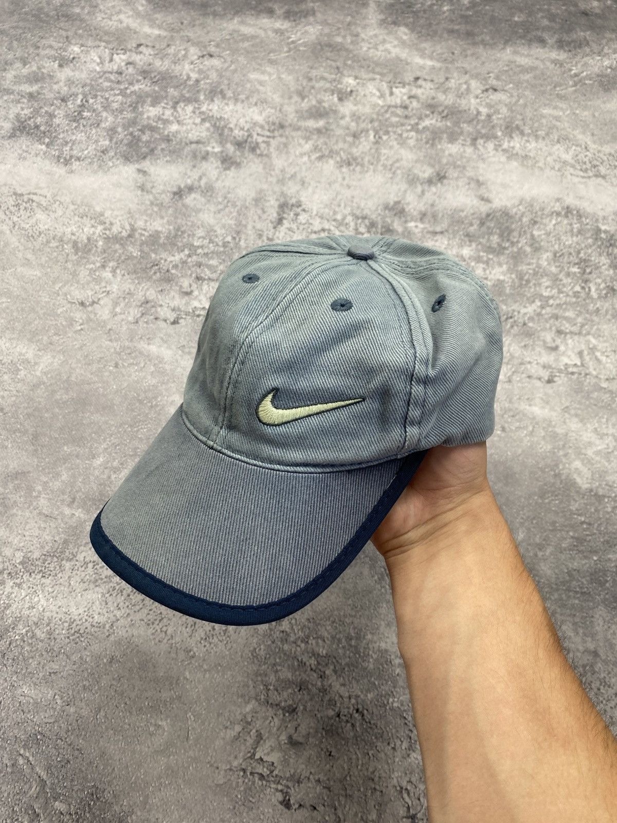 Nike Vintage Nike Denim Blue Cap Swoosh Logo 90s Rare Hat Y2K Size ONE SIZE - 3 Thumbnail