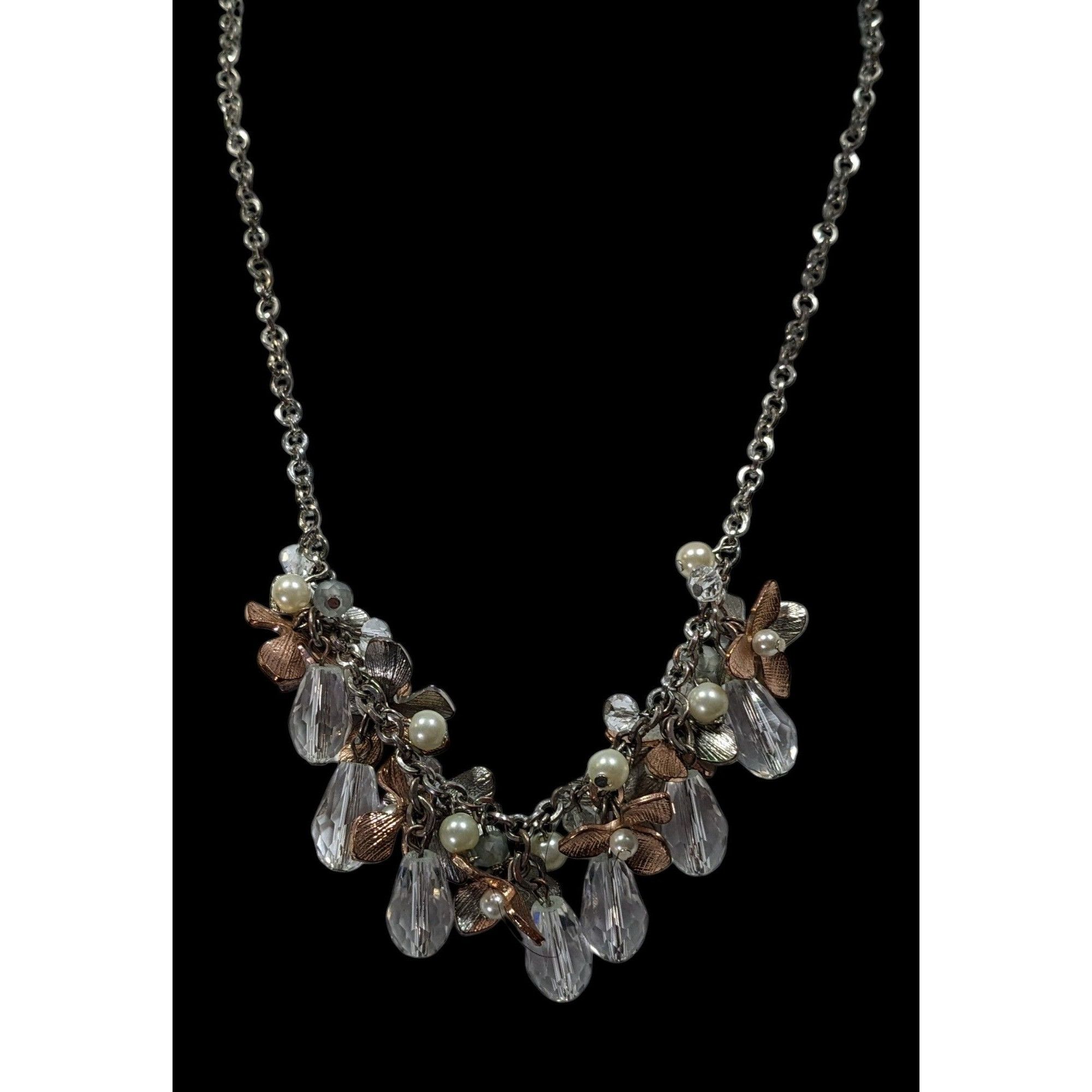 Other C 1946 Floral Metal Glass And Faux Pearl Cluster Necklace Size ONE SIZE - 4 Thumbnail
