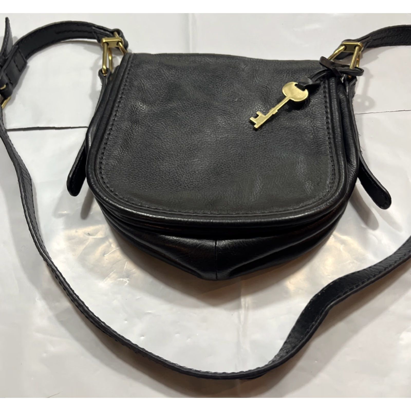 Fossil Fossil Black LEATHER Purse Evening Bag Crossbody Strap Flap Closure Magnetic Snap Dressy Cross-Body Bag Size ONE SIZE - 2 Thumbnail