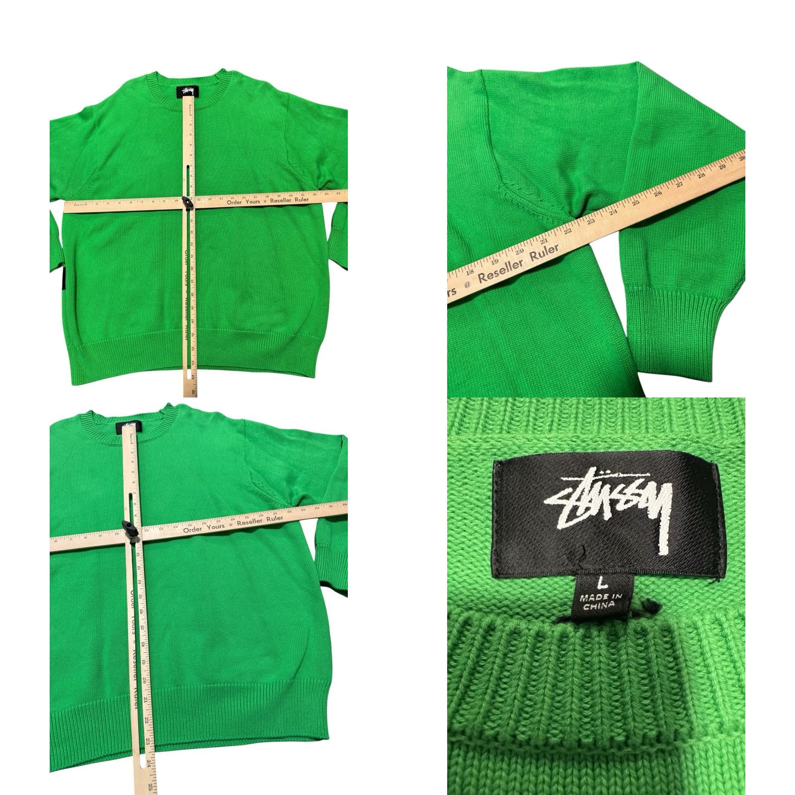 Vintage Stussy OG Bent Crown Knit Crewneck Sweater Lime Green Size Large Mens Pullover Crew Neck Knit Shirt Logo Pattern Washable Cotton Vintage: No Size US L / EU 52-54 / 3 - 9 Thumbnail