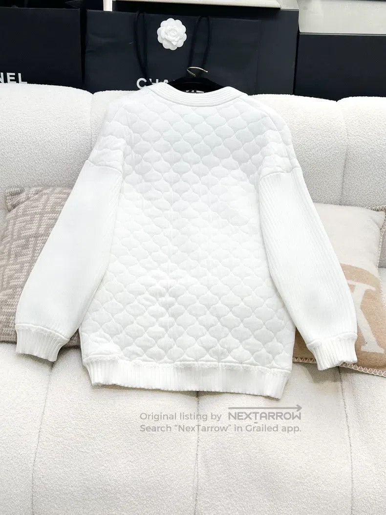 Fendi Fendi White Diamond Pattern Printed Oversized Knit Jacket Size XS / US 0-2 / IT 36-38 - 2 Thumbnail
