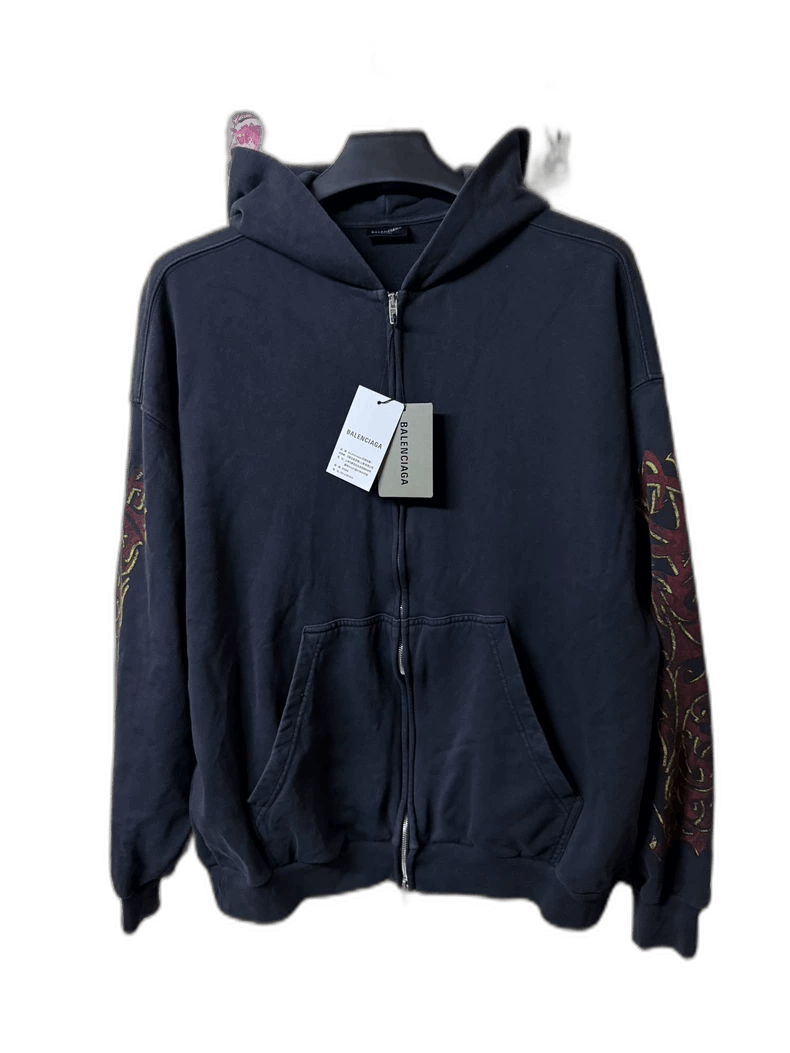 Balenciaga Balenciaga Black Flame Logo Zip Hoodie Size US S / EU 44-46 / 1 - 1 Thumbnail