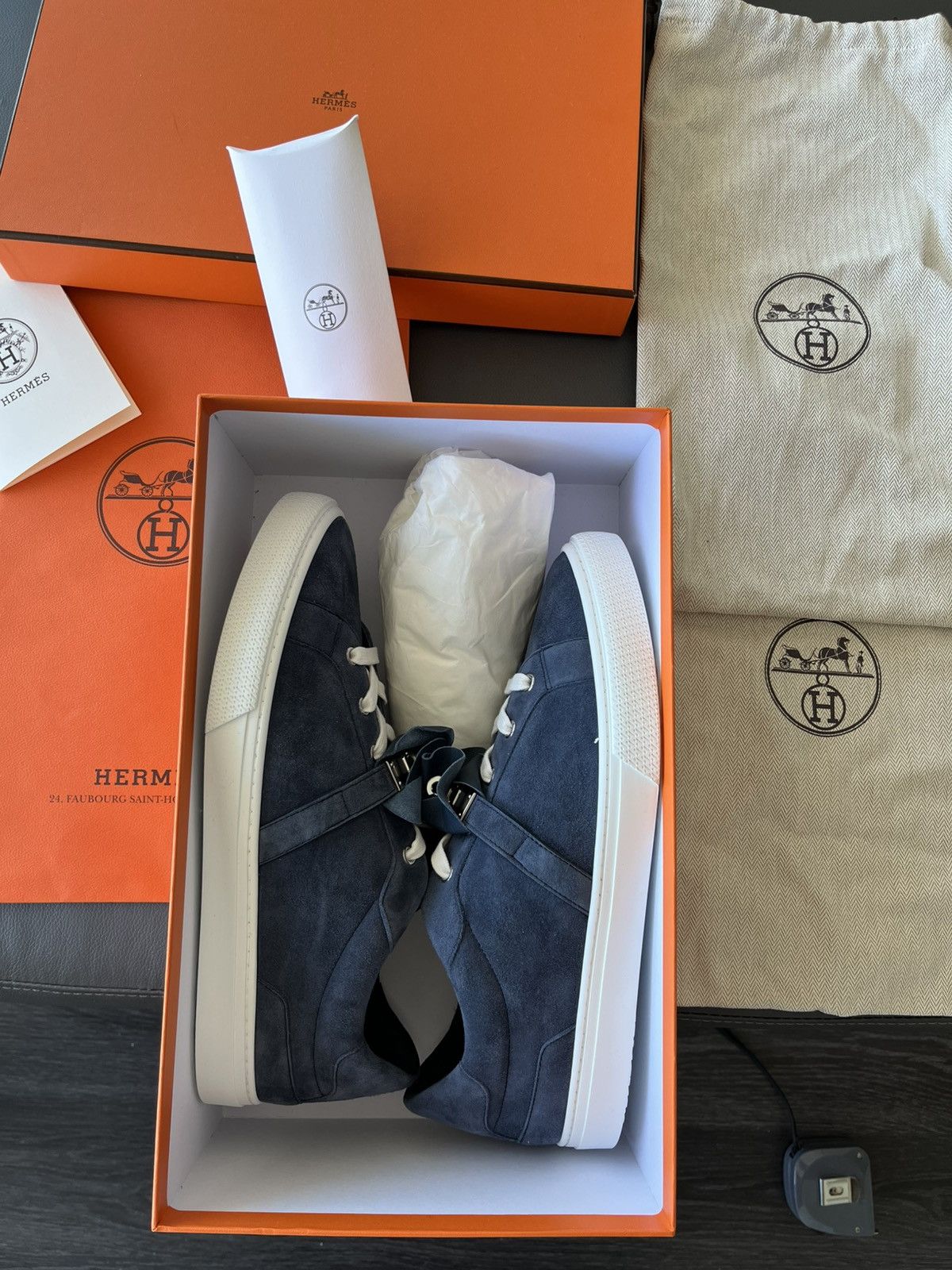 Hermes Hermes Day Sneaker Suede Chevre Velours Blue Celeste Size US 10.5 / EU 43-44 - 20 Thumbnail