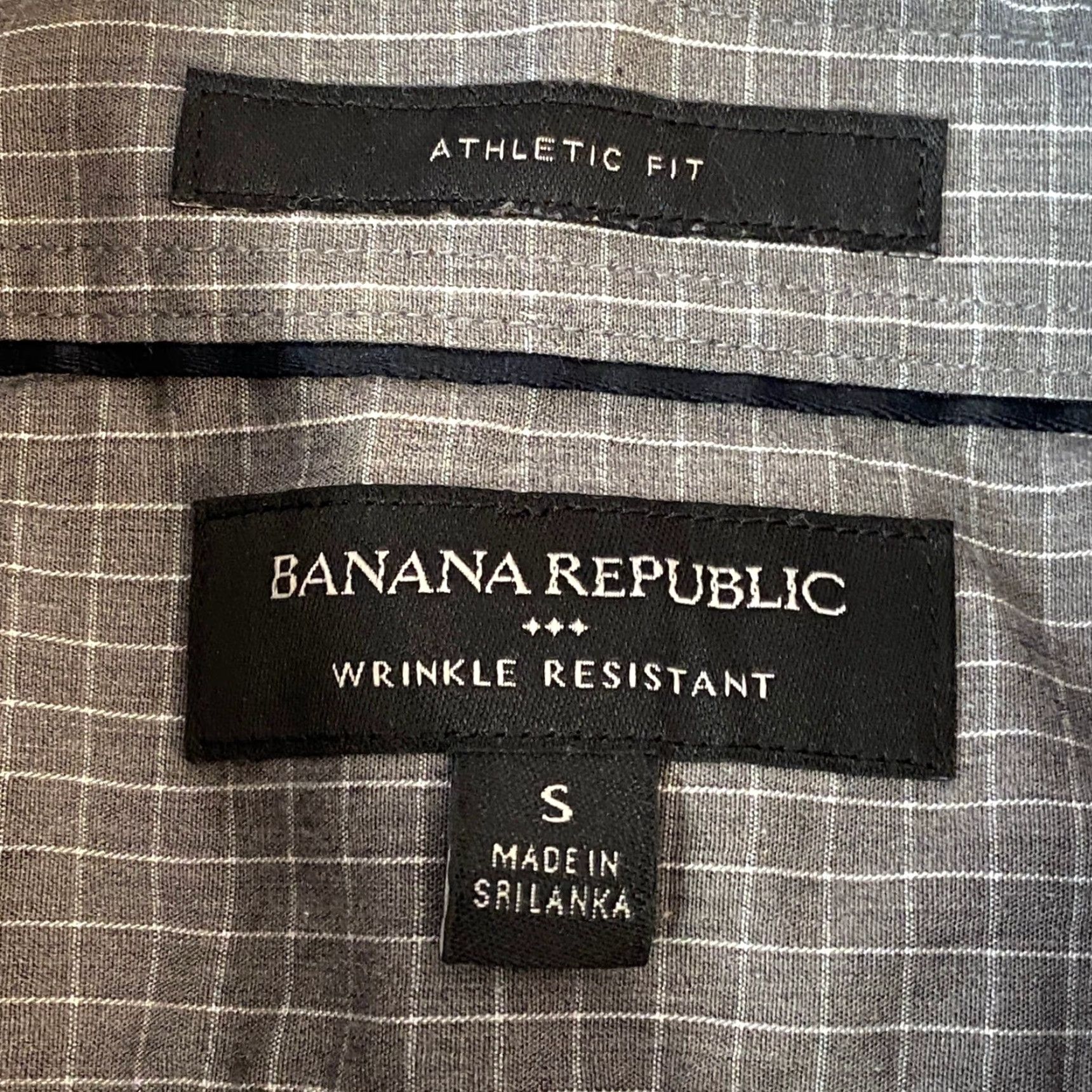 Banana Republic Banana Republic Mens Small Athletic Fit Dress Shirt Wrinkle Resistant Grid Check Size 36R - 3 Thumbnail