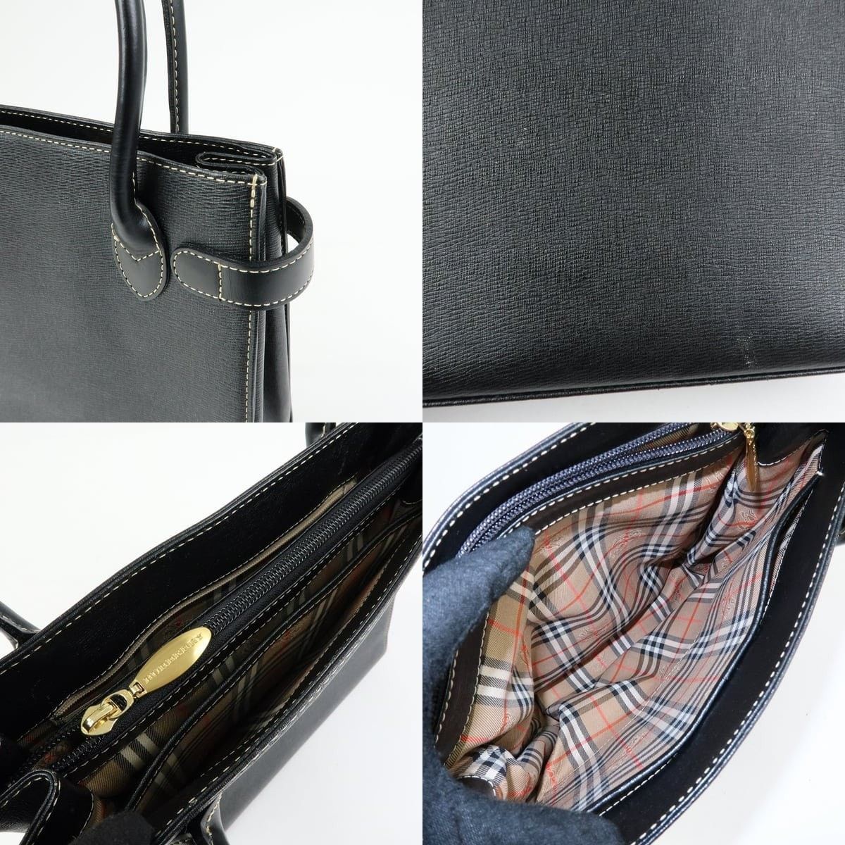 Burberry Burberry Nova Plaid Leather Top Handle Bag Black Size ONE SIZE - 7 Thumbnail