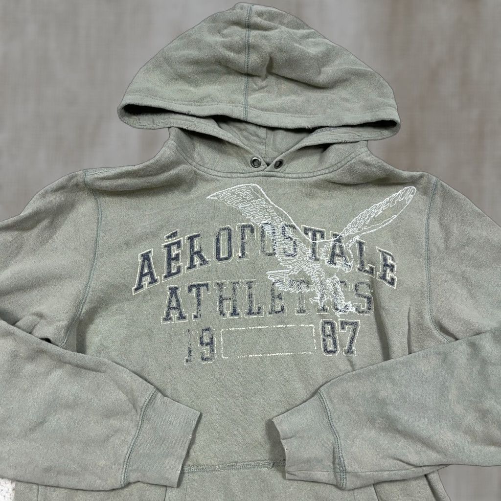 Aeropostale VINTAGE Aeropostale Hoodie Men S Green Sweatshirt 2000s Grunge Faded Logo Hooded Graphic Print 87 Size US S / EU 44-46 / 1 - 1 Thumbnail