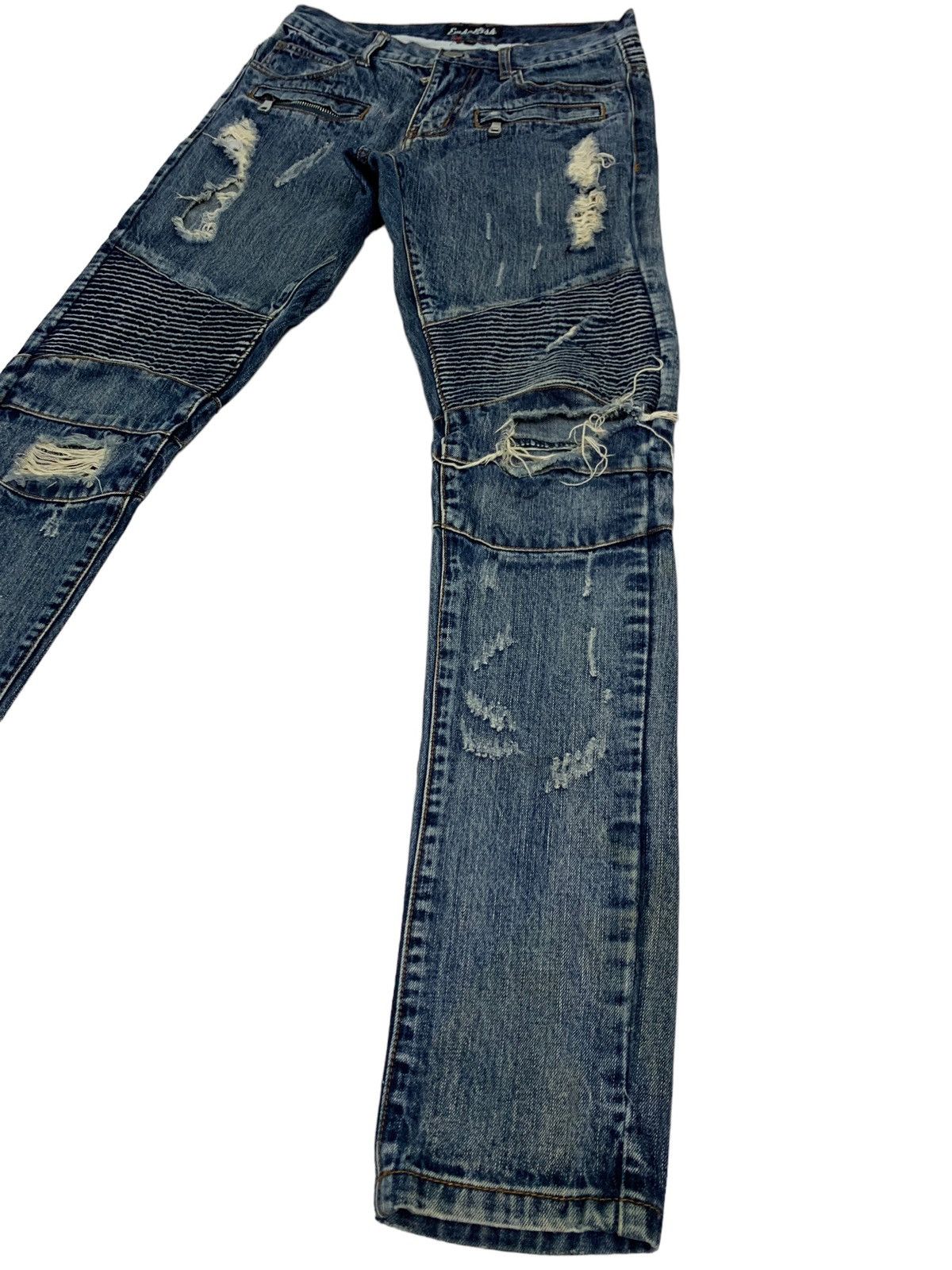 Japanese Brand 🔥Biker Distressed Embellish Skinny Jeans Styled Size US 30 / EU 46 - 3 Thumbnail