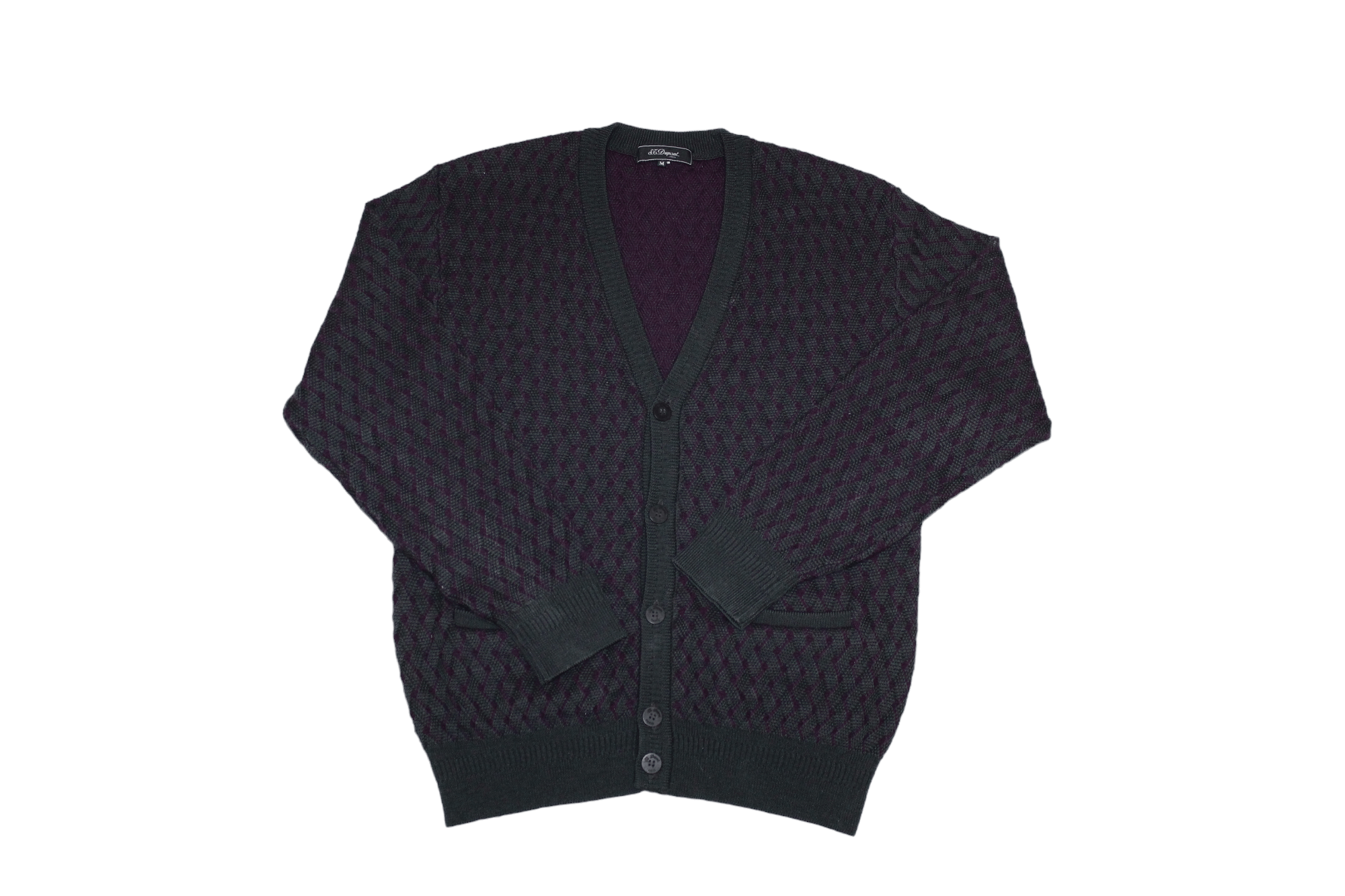 image of Archival Clothing x S T Dupont S.t. Dupont Paris Hayashida Co. Ltd Pure New Wool Cardigan in Purple