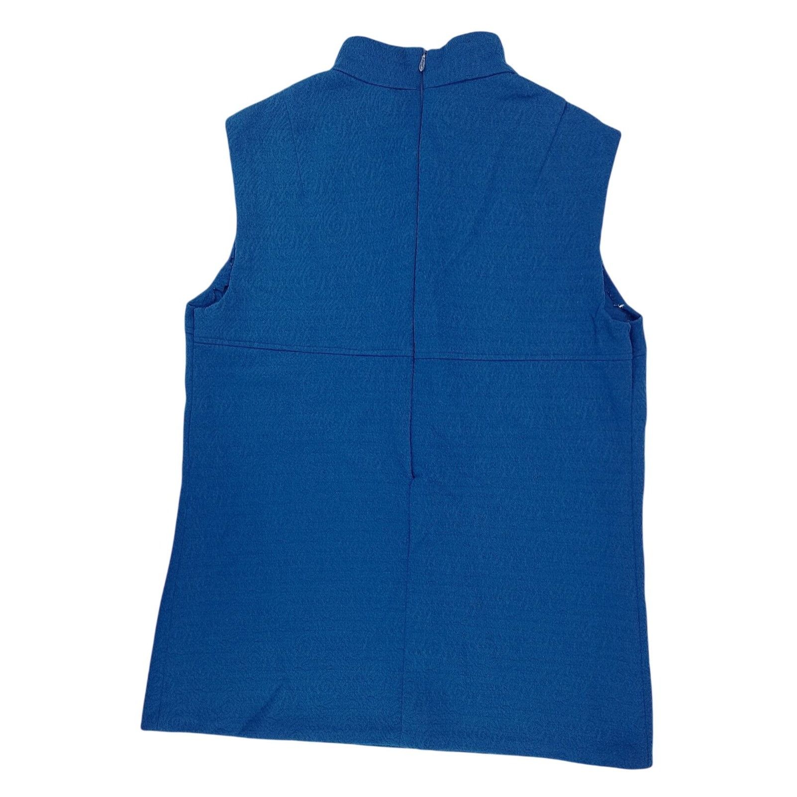 Handmade Vintage Handmade Sleeveless Blue High Neck Textured Top Size M / US 6-8 / IT 42-44 - 2 Thumbnail