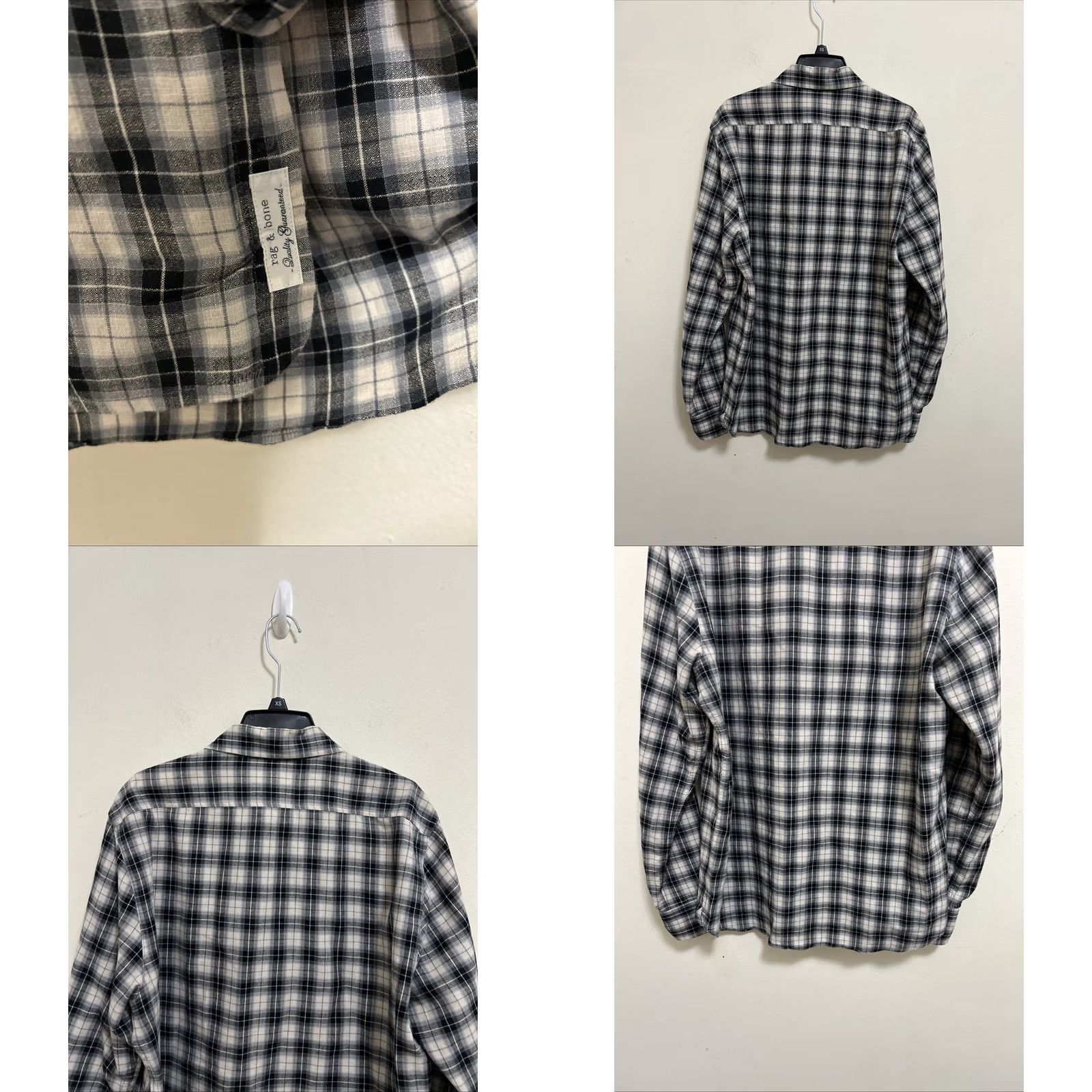Rag & Bone Rag & Bone Shirt Mens M White Black Tailored Workwear Plaid Flannel Button Up Size US M / EU 48-50 / 2 - 8 Thumbnail