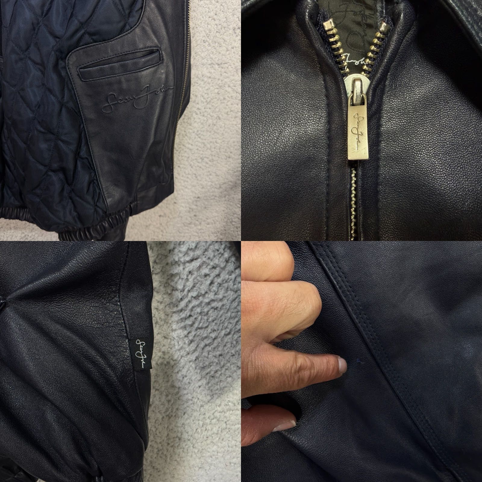 Sean John VTG Sean John Leather Bomber Jacket Wool Lined Zip Up Navy Blue Men's 2XL Size US XXL / EU 58 / 5 - 8 Thumbnail