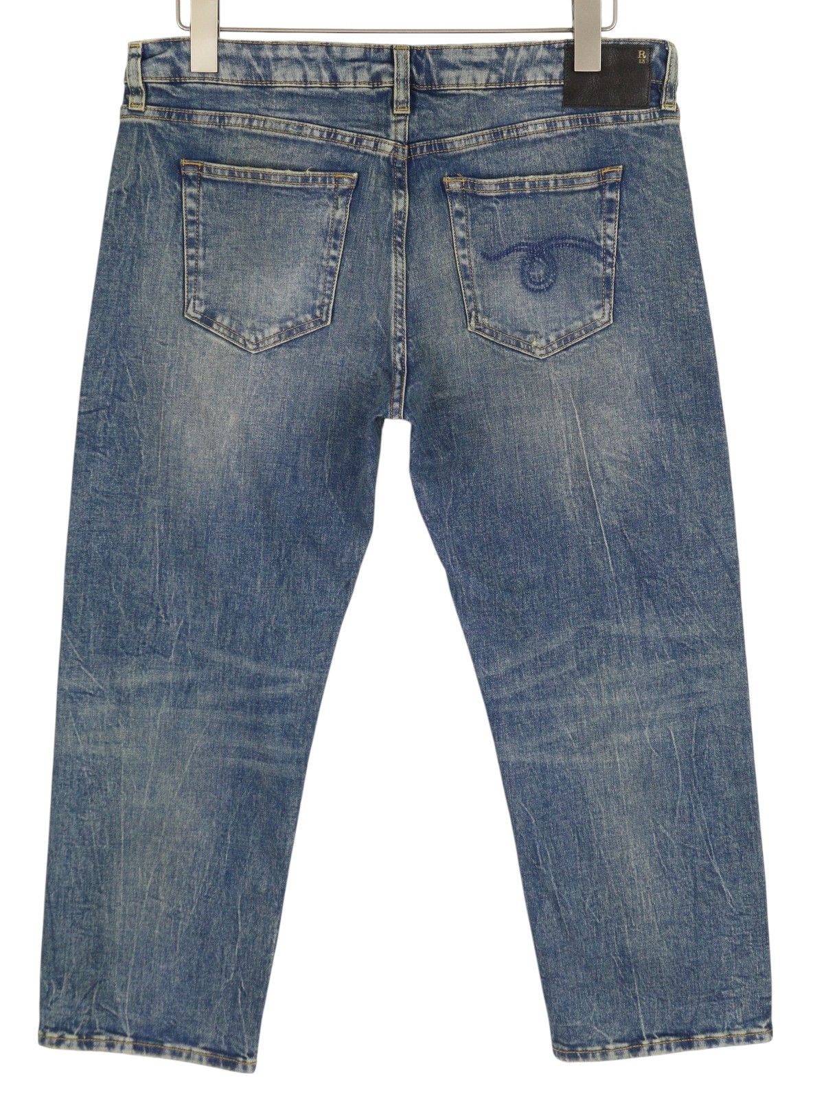 R13 BOY STRAIGHT 31 Kelly Stretch Faded Blue Jeans 85439 Size 31" - 4 Thumbnail