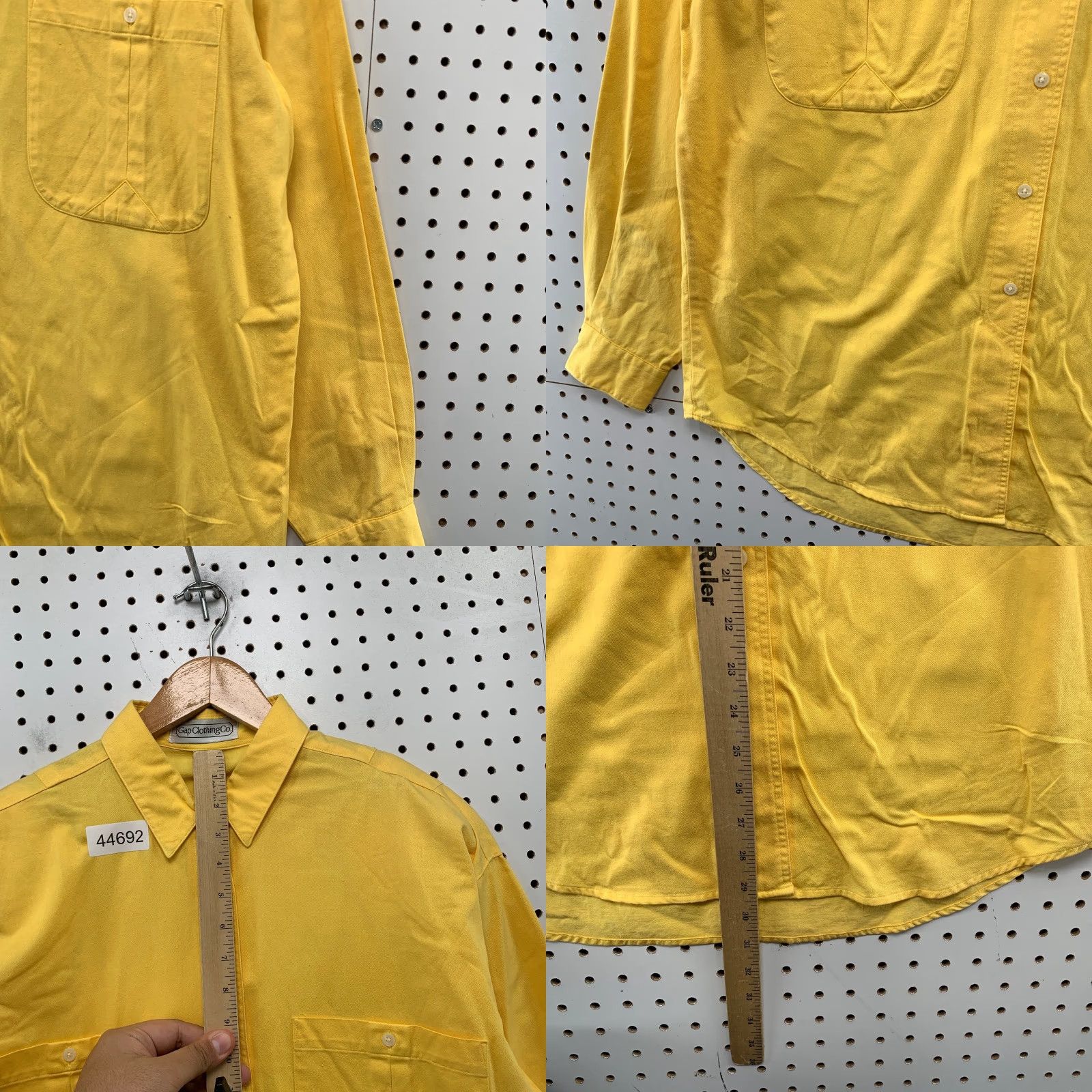 Gap VINTAGE Gap Button-Up Shirt Womens L Yellow 80s 70s Made Hong Kong Casual Cotton Size L / US 10 / IT 46 - 8 Thumbnail