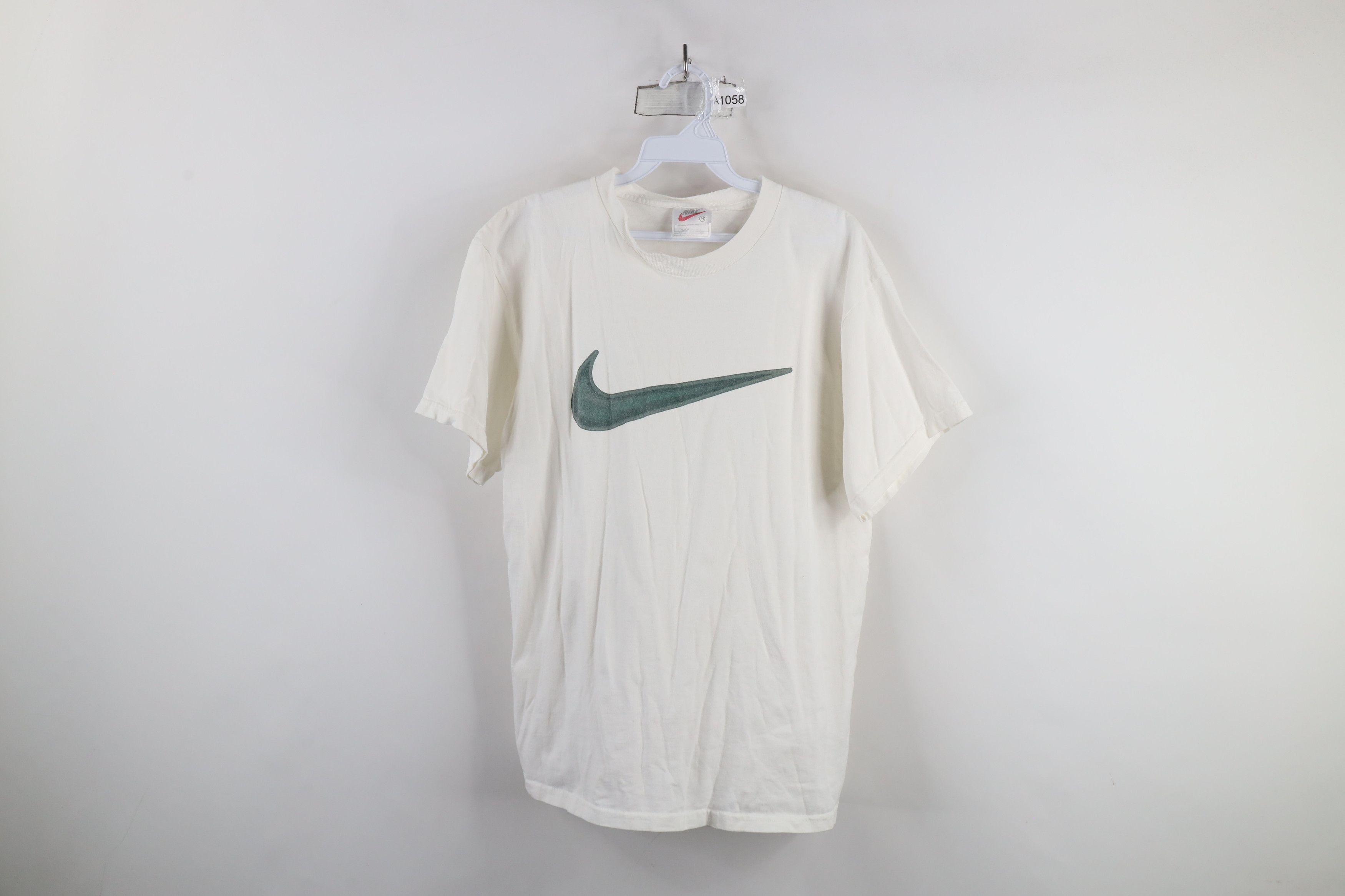 Nike × Vintage Vintage 90s Nike Travis Scott Big Swoosh T-Shirt White USA Size US M / EU 48-50 / 2 - 1 Thumbnail