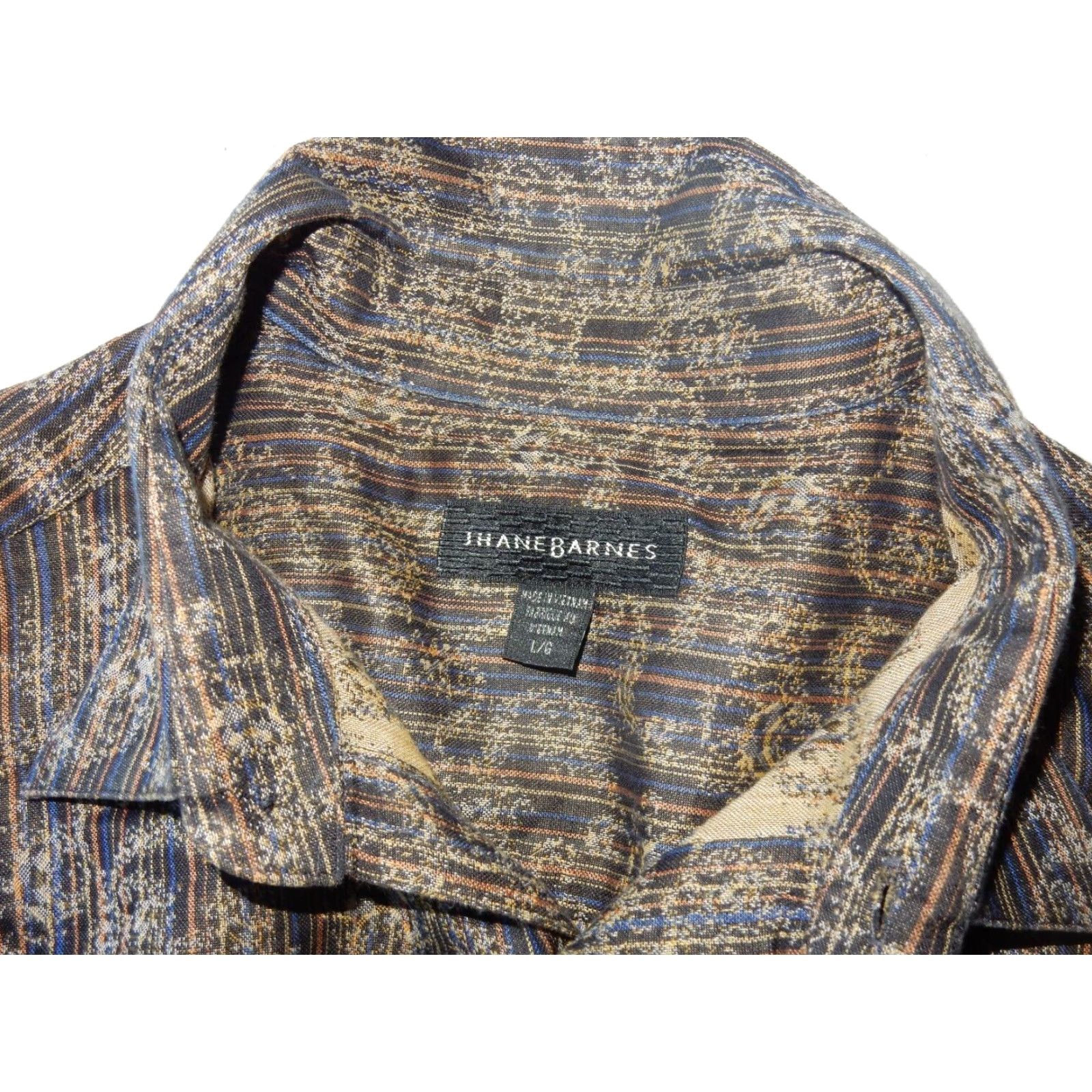 Vintage VINTAGE Jhane Barnes Men's Shirt Long Sleeve Button-Up Size L Beige Paisley Cotton Size US L / EU 52-54 / 3 - 3 Thumbnail