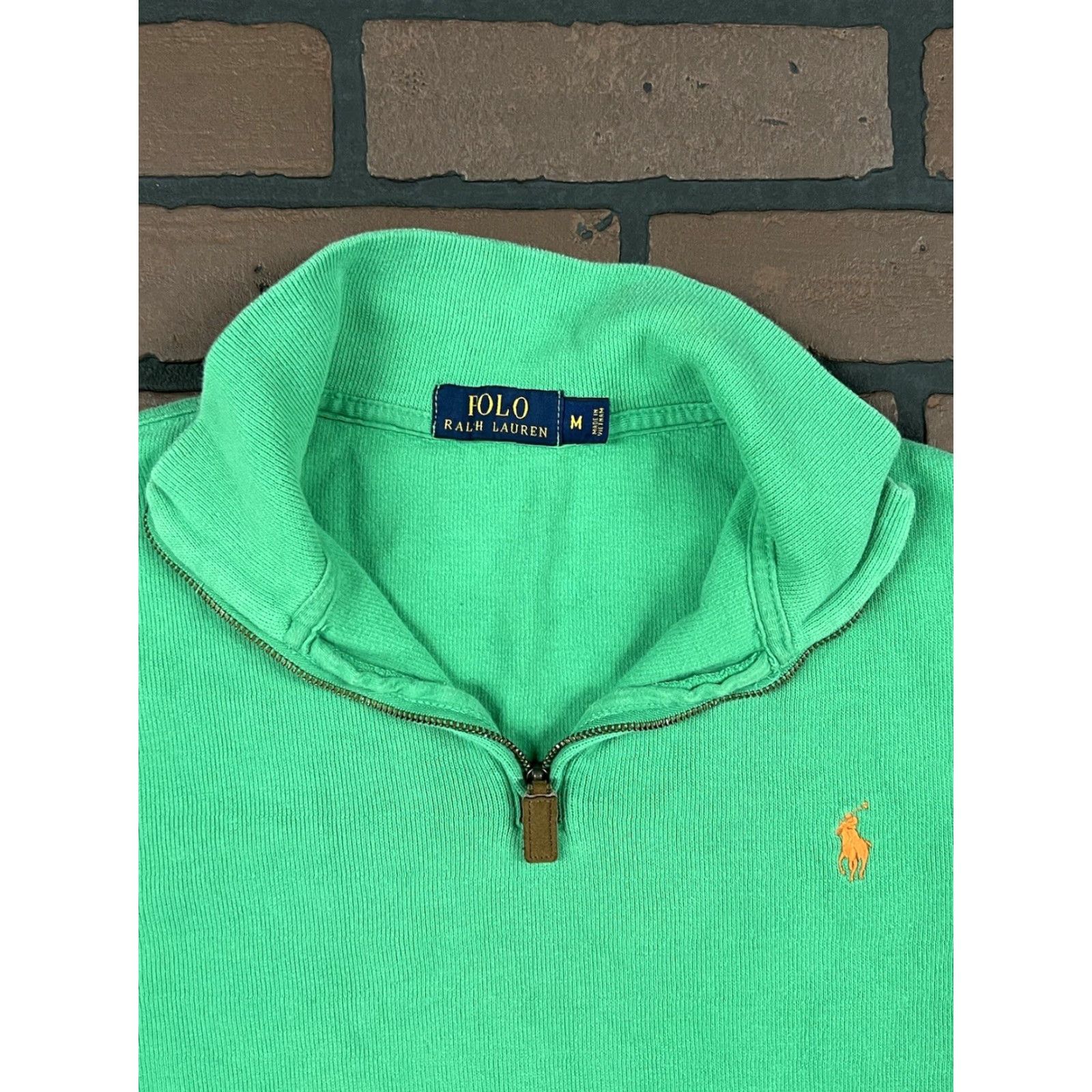 Ralph Lauren Ralph Lauren 1/4 Zip Sweater M Regular Men Collared Logo Green Orange Pullover Size M Size US M / EU 48-50 / 2 - 2 Thumbnail