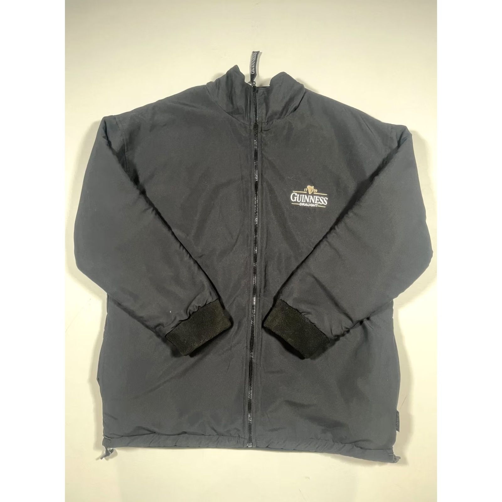 Vintage Guinness Jacket Mens Medium Black Reversible Puffer Coat Fleece Full Zip Pockets Beers Theme Size US M / EU 48-50 / 2 - 2 Thumbnail